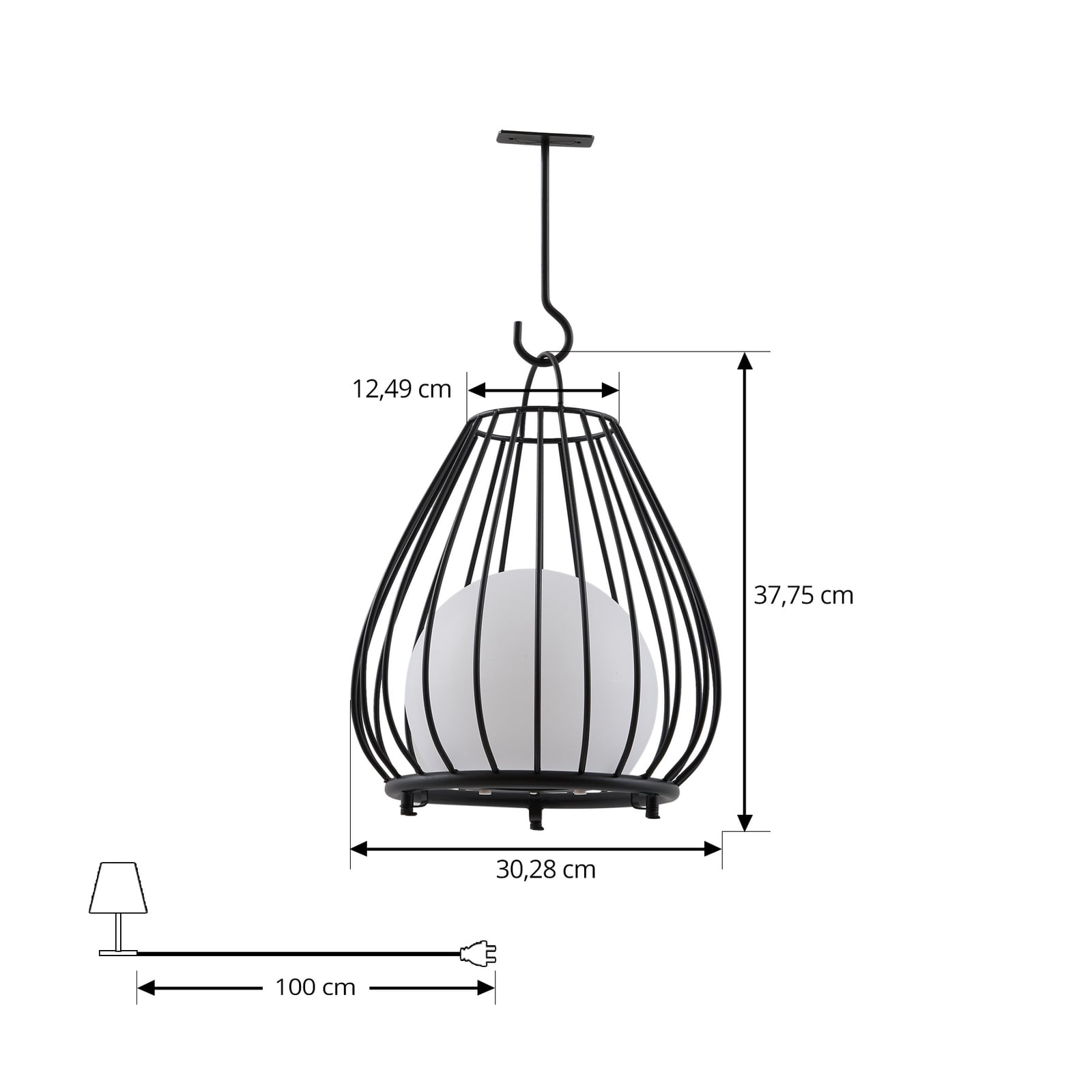 LED solcellebordlampe Kelda dimbar svart nærbilde