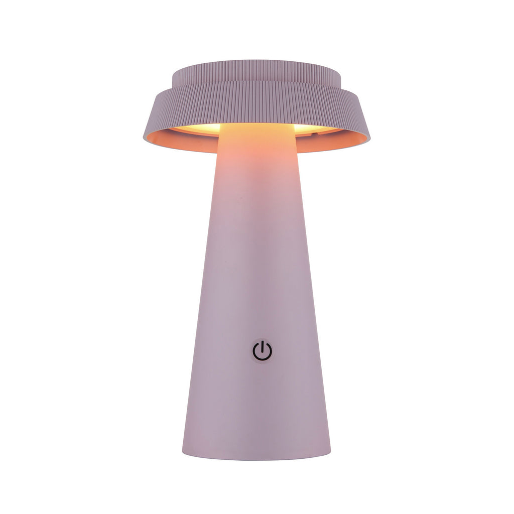 LED solcellebordlampe lilla plast dimbar CCT Ø14 cm IP54 - Globo detalj av touchbryter