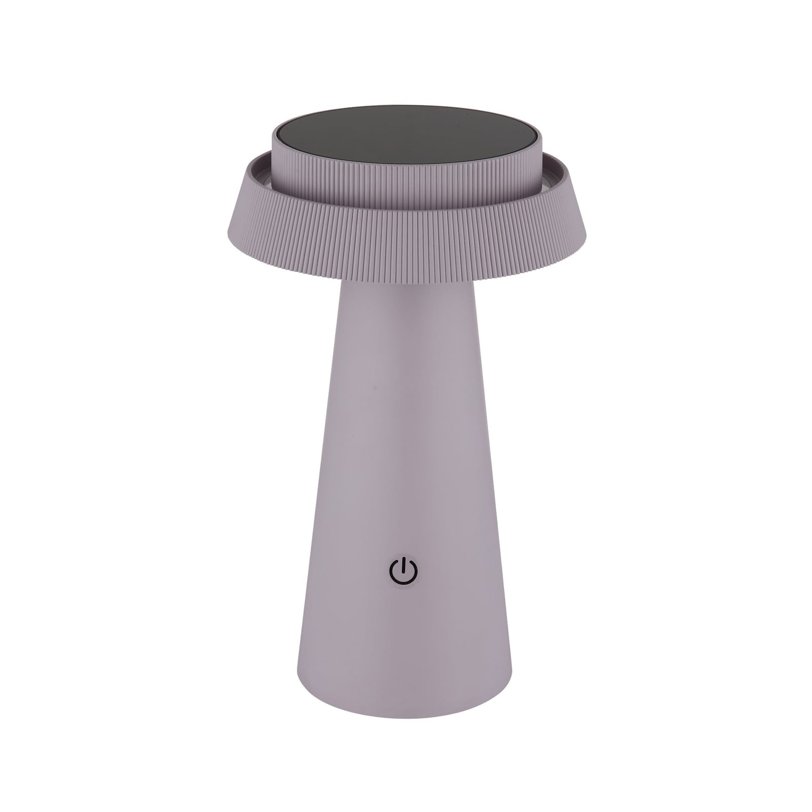 LED solcellebordlampe lilla plast dimbar CCT Ø14 cm IP54 - Globo montert på bord