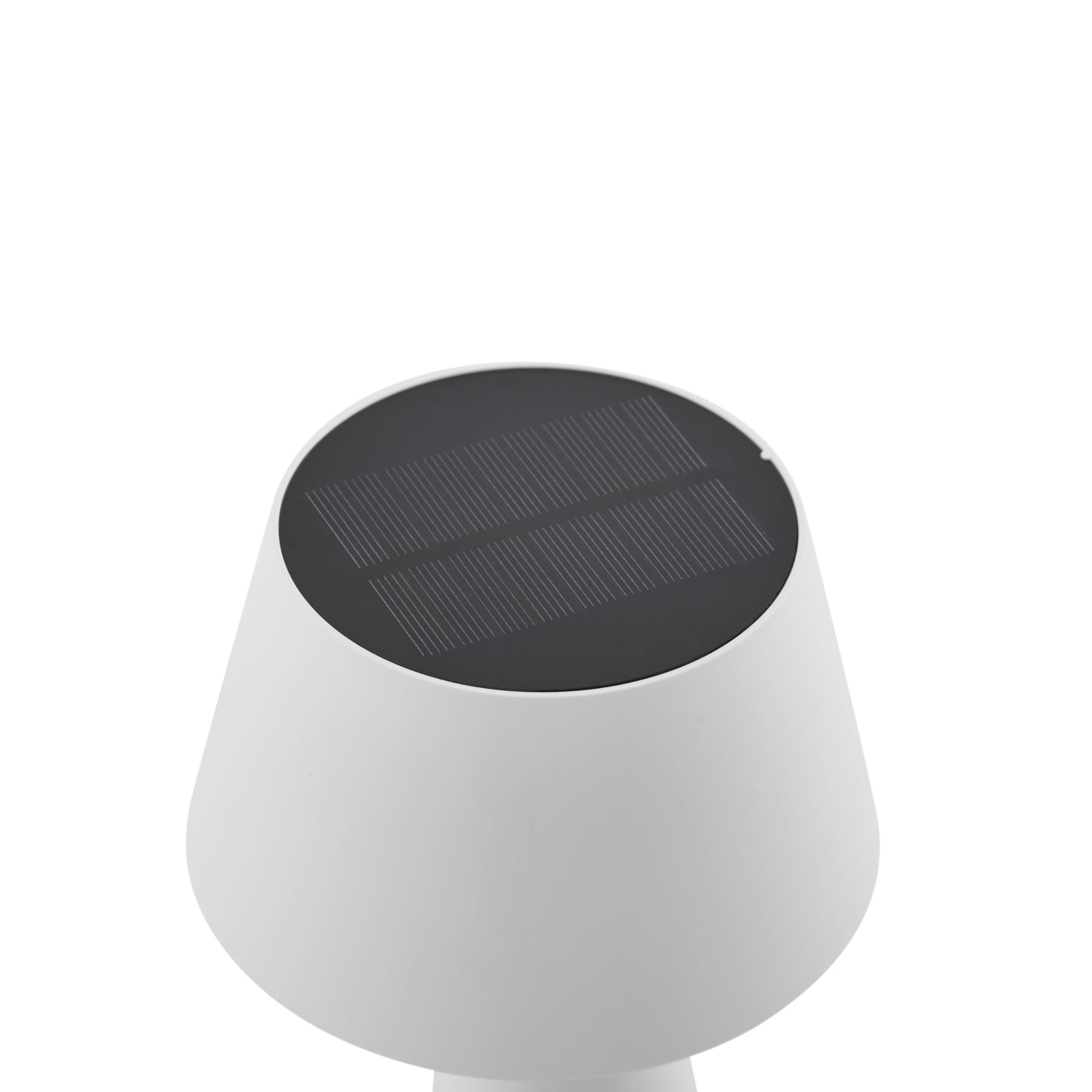 LED solcellebordlampe Lirinor dimbar hvit Ø13 cm IP44 med USB-ladekabel