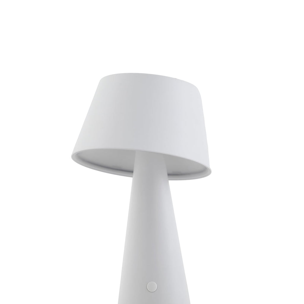 LED solcellebordlampe Lirinor dimbar hvit Ø13 cm IP44 sideprofil