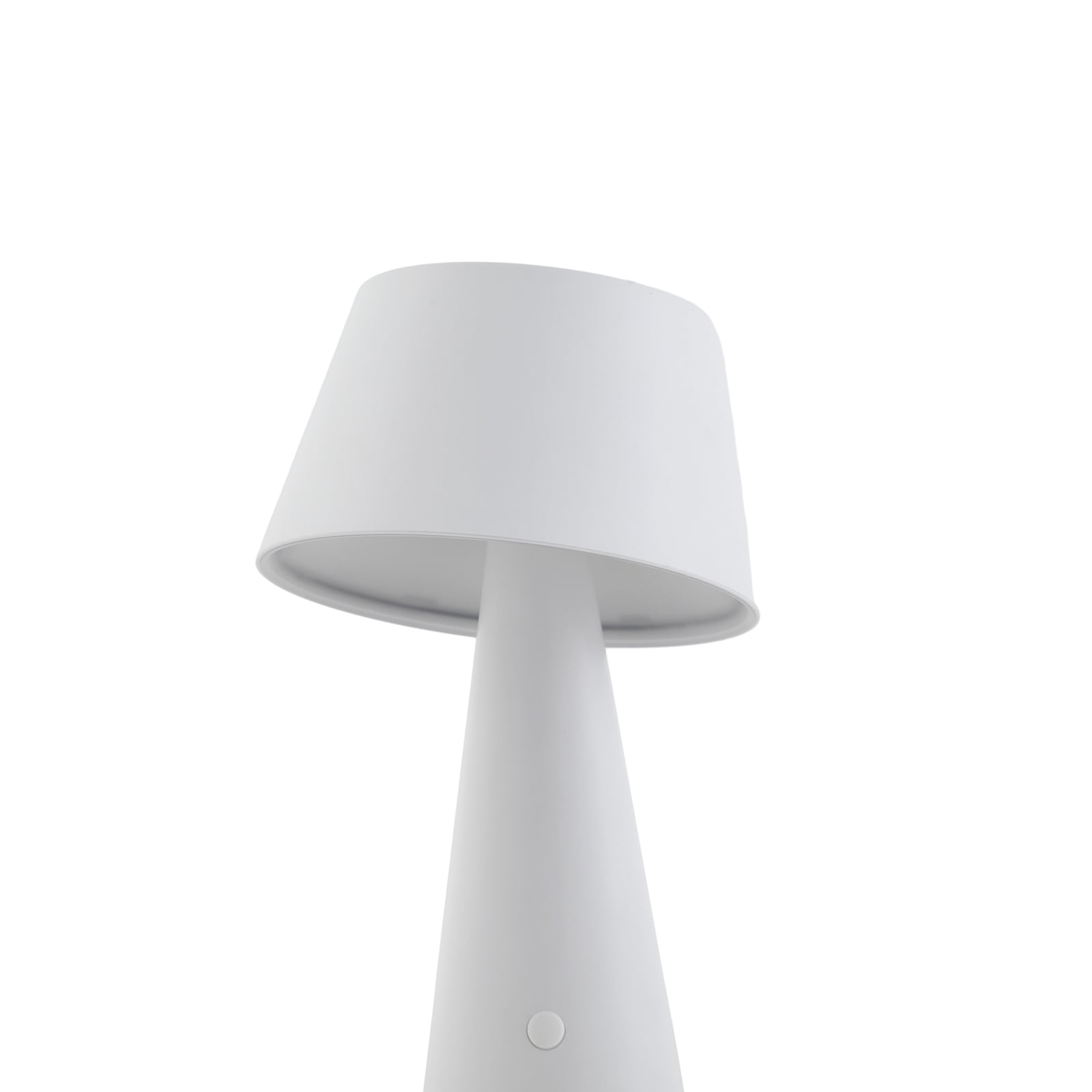 LED solcellebordlampe Lirinor dimbar hvit Ø13 cm IP44 sideprofil