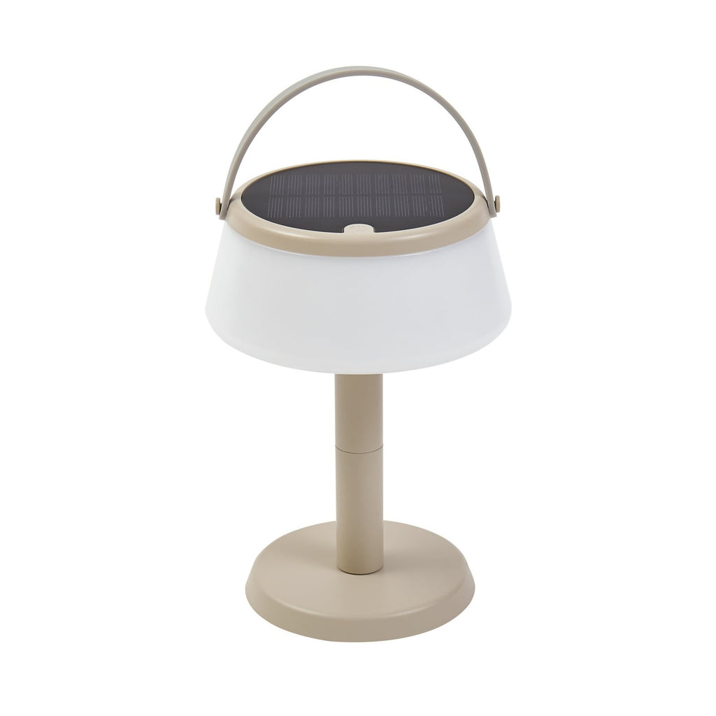 LED solcellebordlampe Mikkel beige dimbar IP44 montert bord