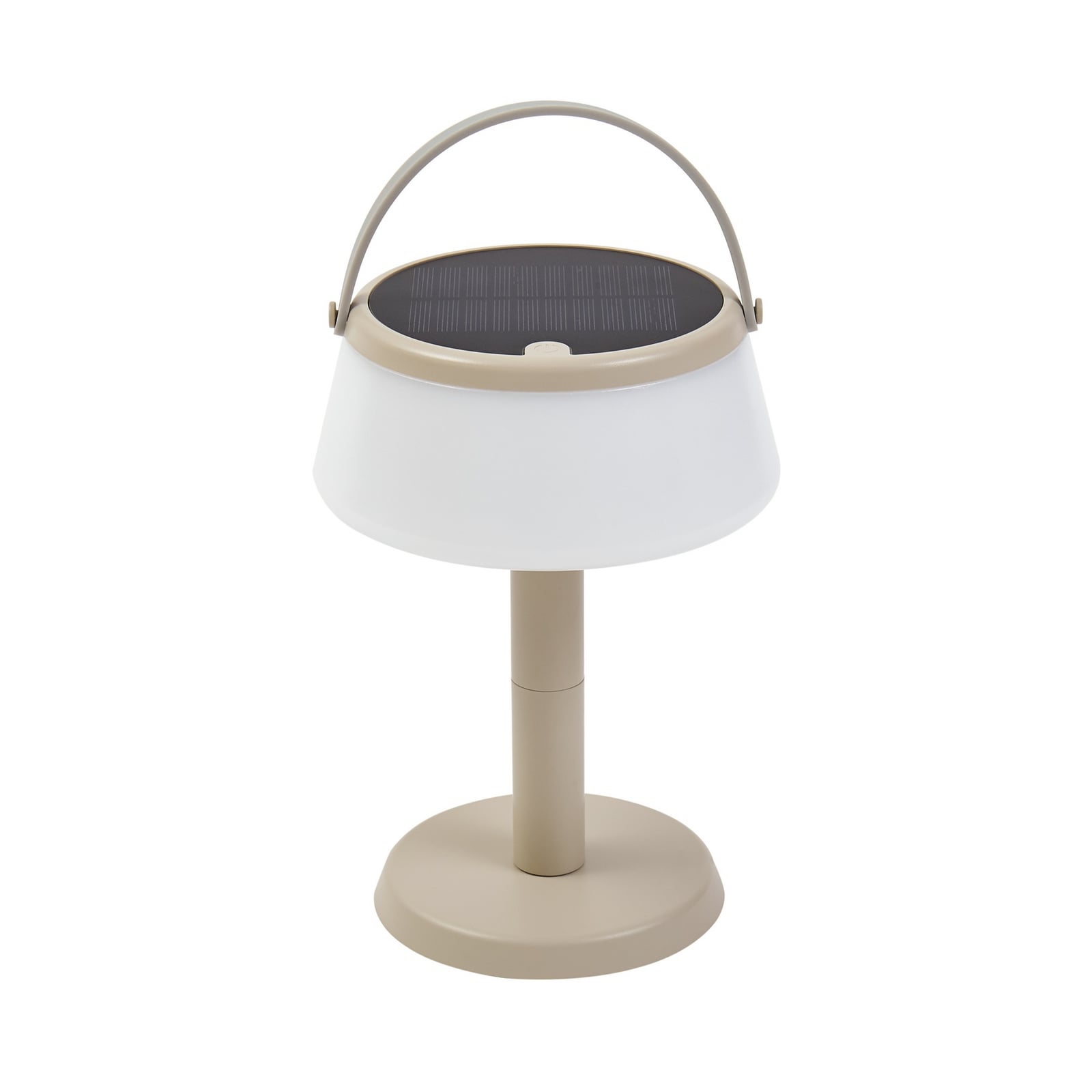 LED solcellebordlampe Mikkel beige dimbar IP44 montert bord