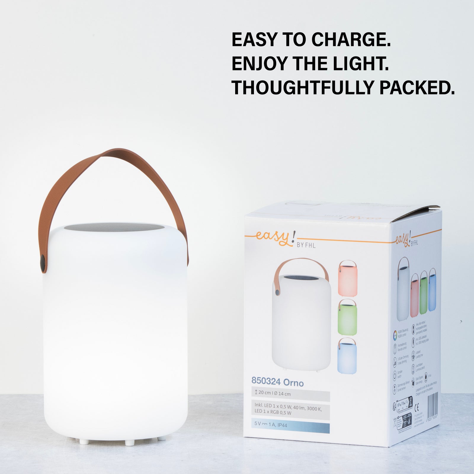 LED solcellebordlampe Orno varmhvit og RGB dimbar IP44 - FH Lighting