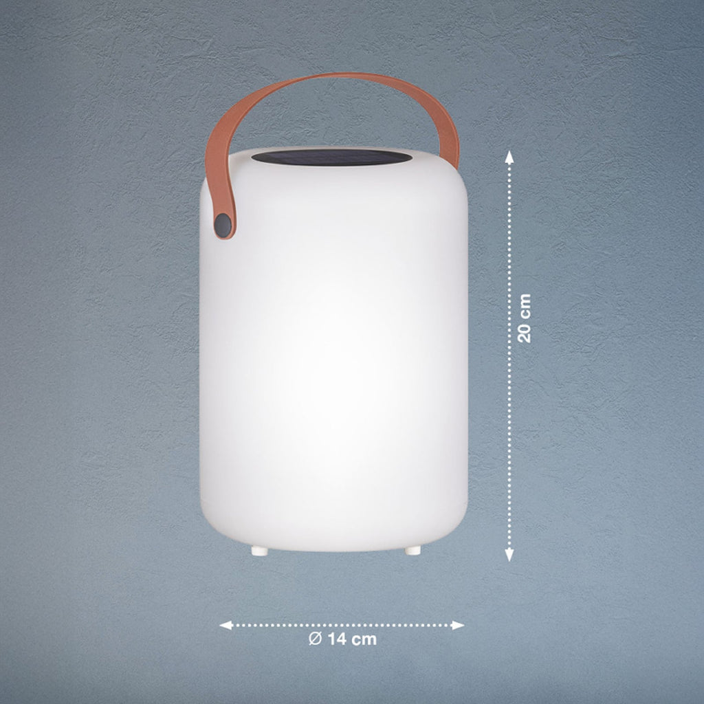 Detalj av LED solcellebordlampe Orno varmhvit og RGB dimbar IP44