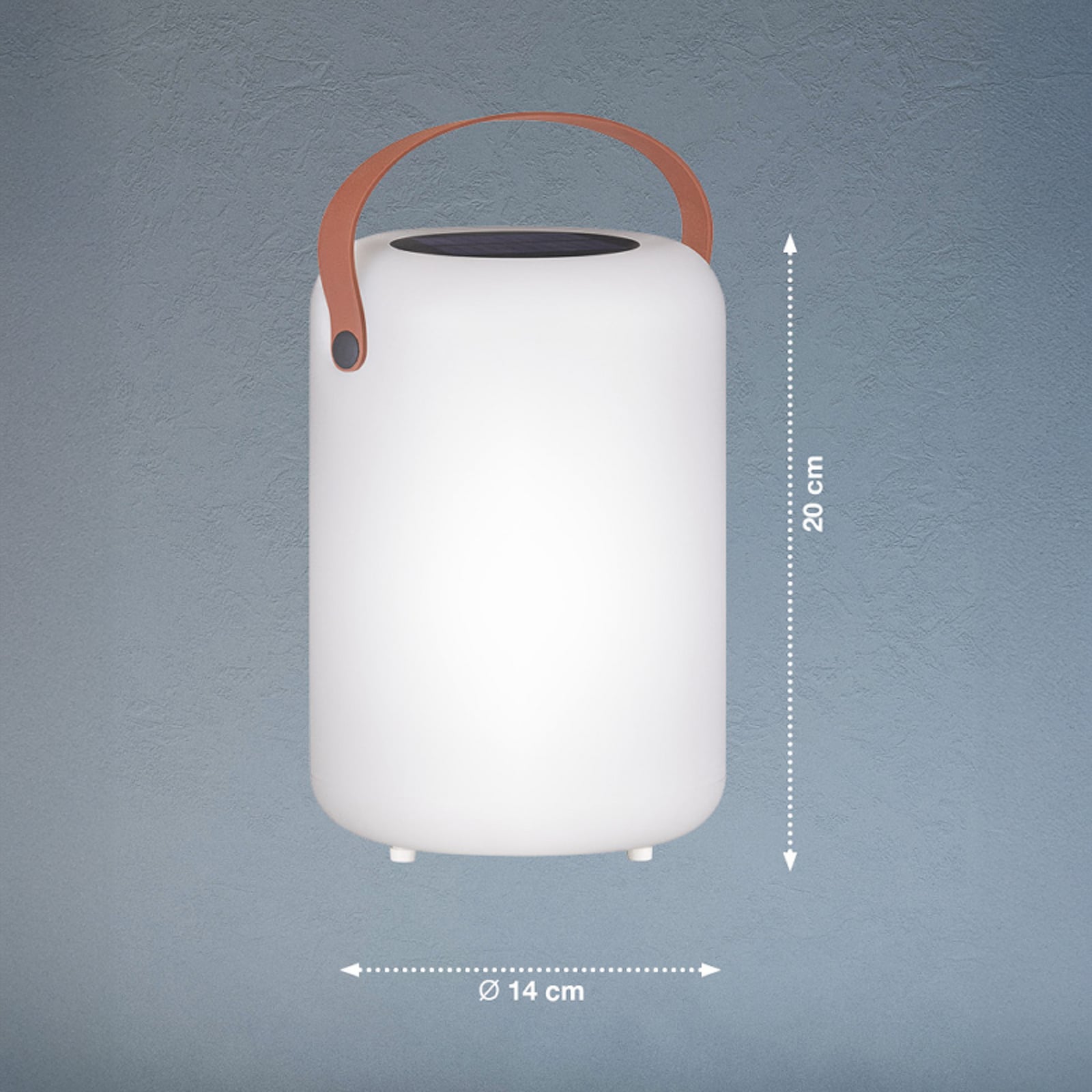 Detalj av LED solcellebordlampe Orno varmhvit og RGB dimbar IP44