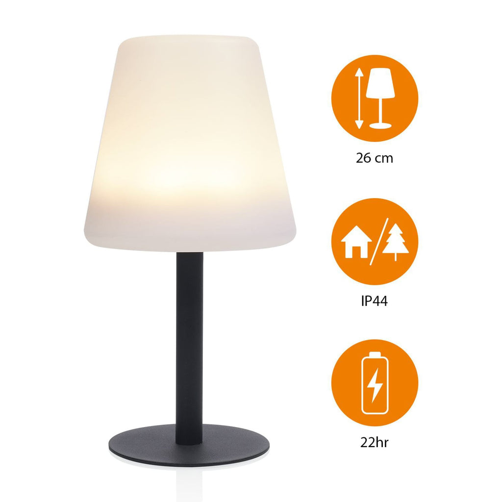 LED solcellebordlampe OSL-50012 dimbar IP44 svart USB-kabel