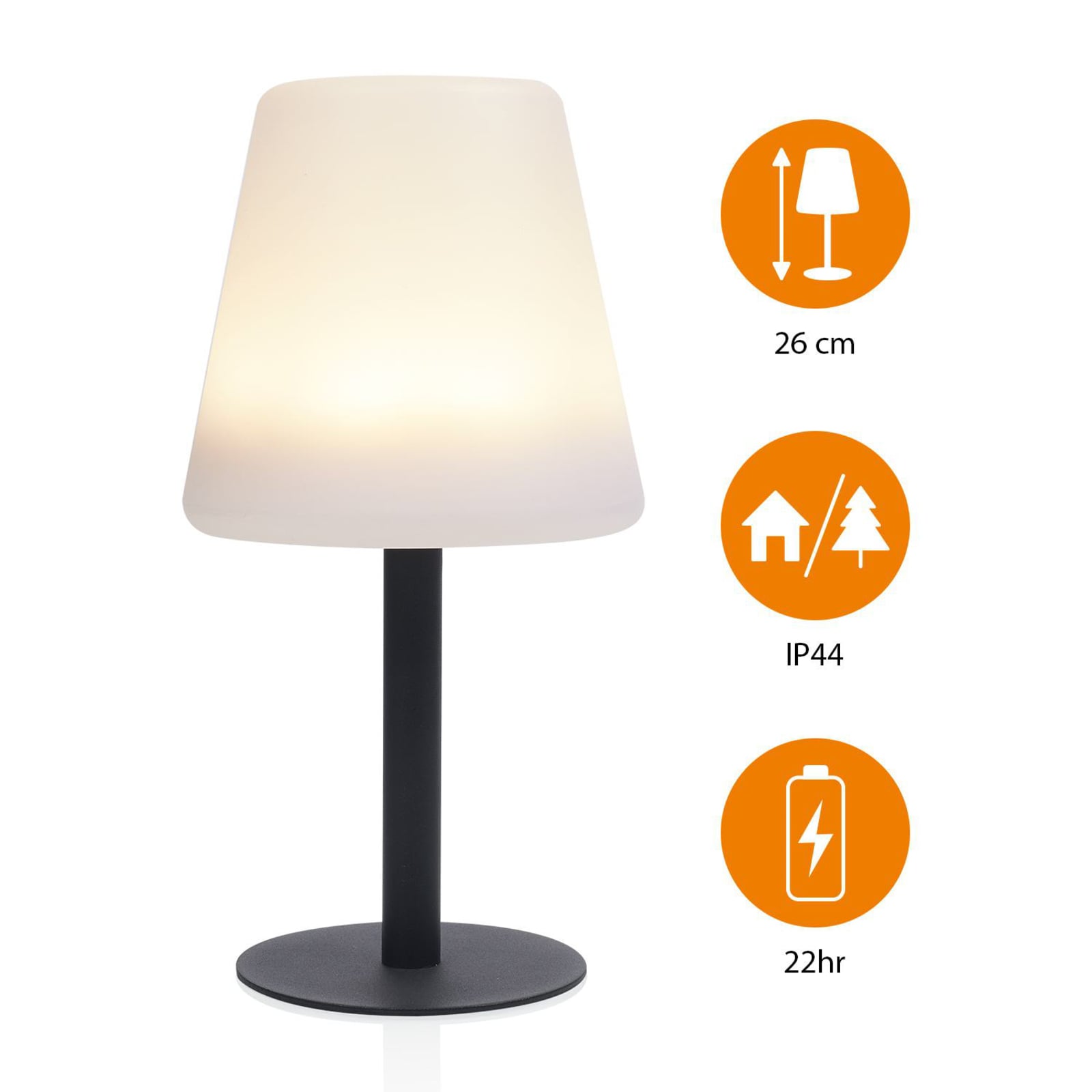 LED solcellebordlampe OSL-50012 dimbar IP44 svart USB-kabel