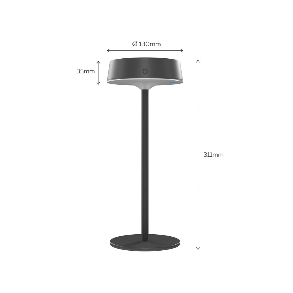 LED solcellebordlampe Parma dimbar svart IP54 2W montert utendørs