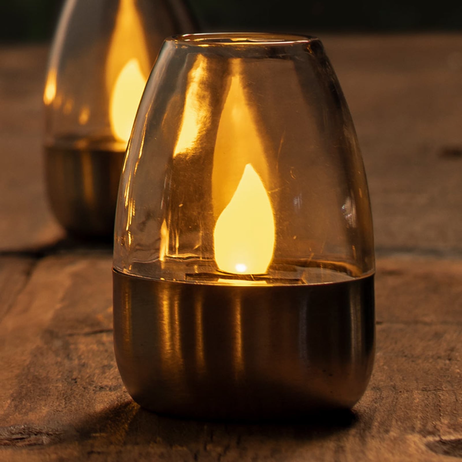 LED solcellebordlampe Pedas 10er-sett rustfritt stål IP44 forfra