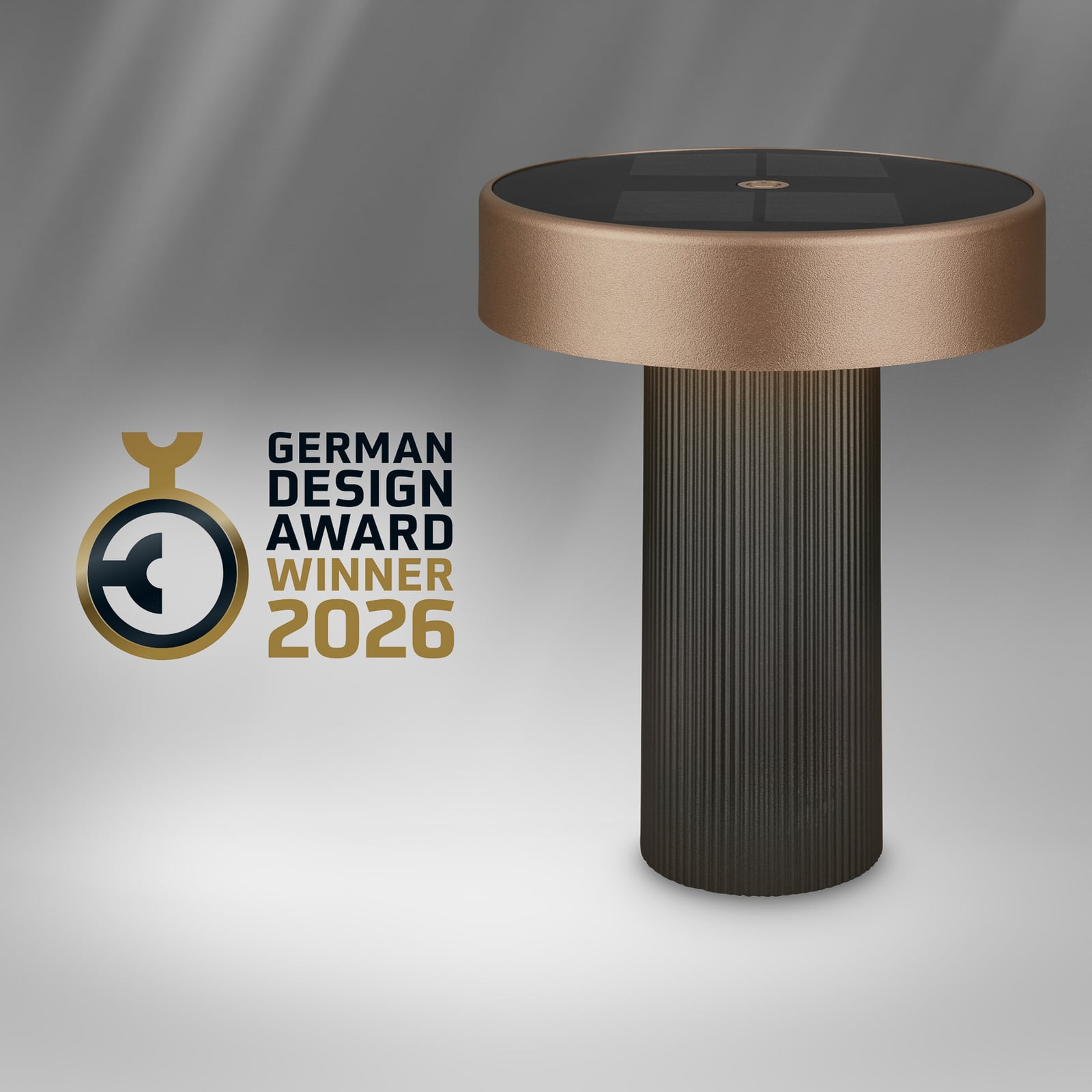 LED solcellebordlampe Poga dimbar antrasitt/bronse IP44 viser lysstyrke