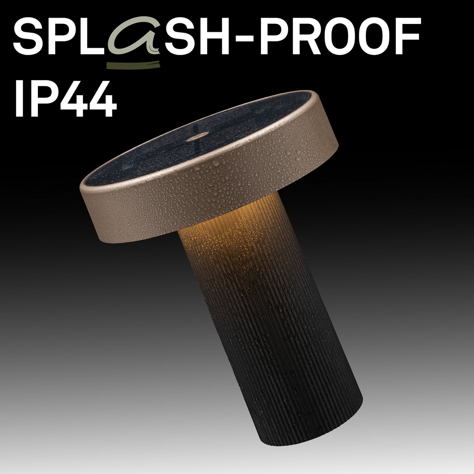 LED solcellebordlampe Poga dimbar antrasitt/bronse IP44 sett fra siden