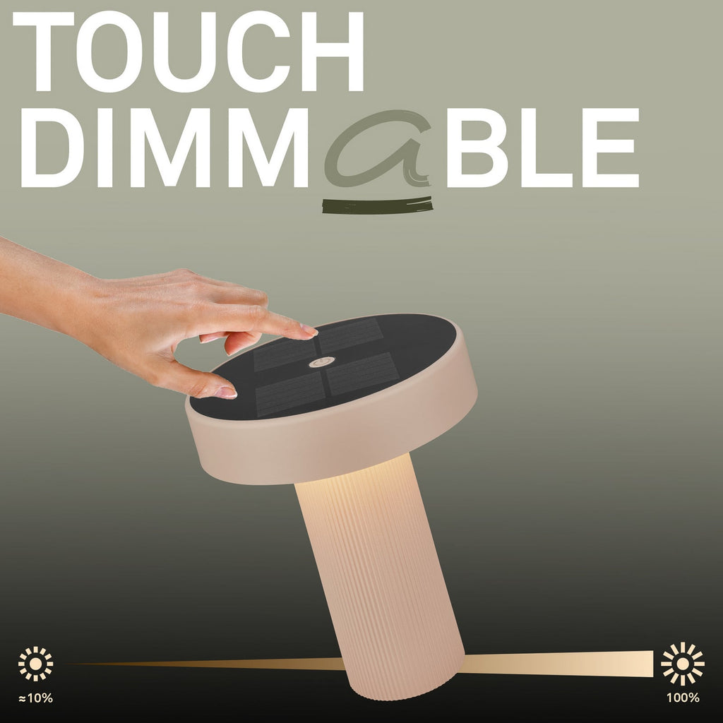 LED solcellebordlampe Poga dimbar beige plast IP44 - Briloner