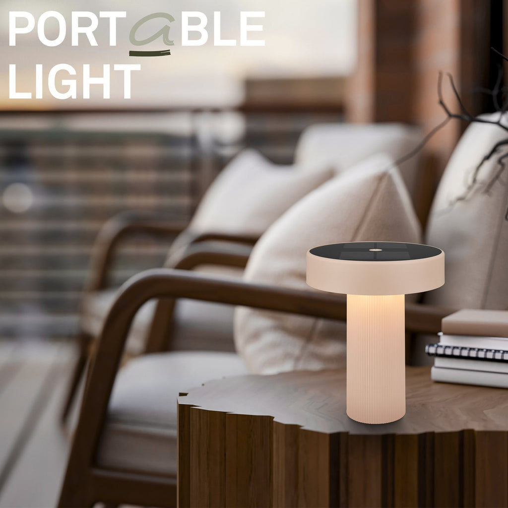 LED solcellebordlampe Poga dimbar beige plast IP44 - Briloner