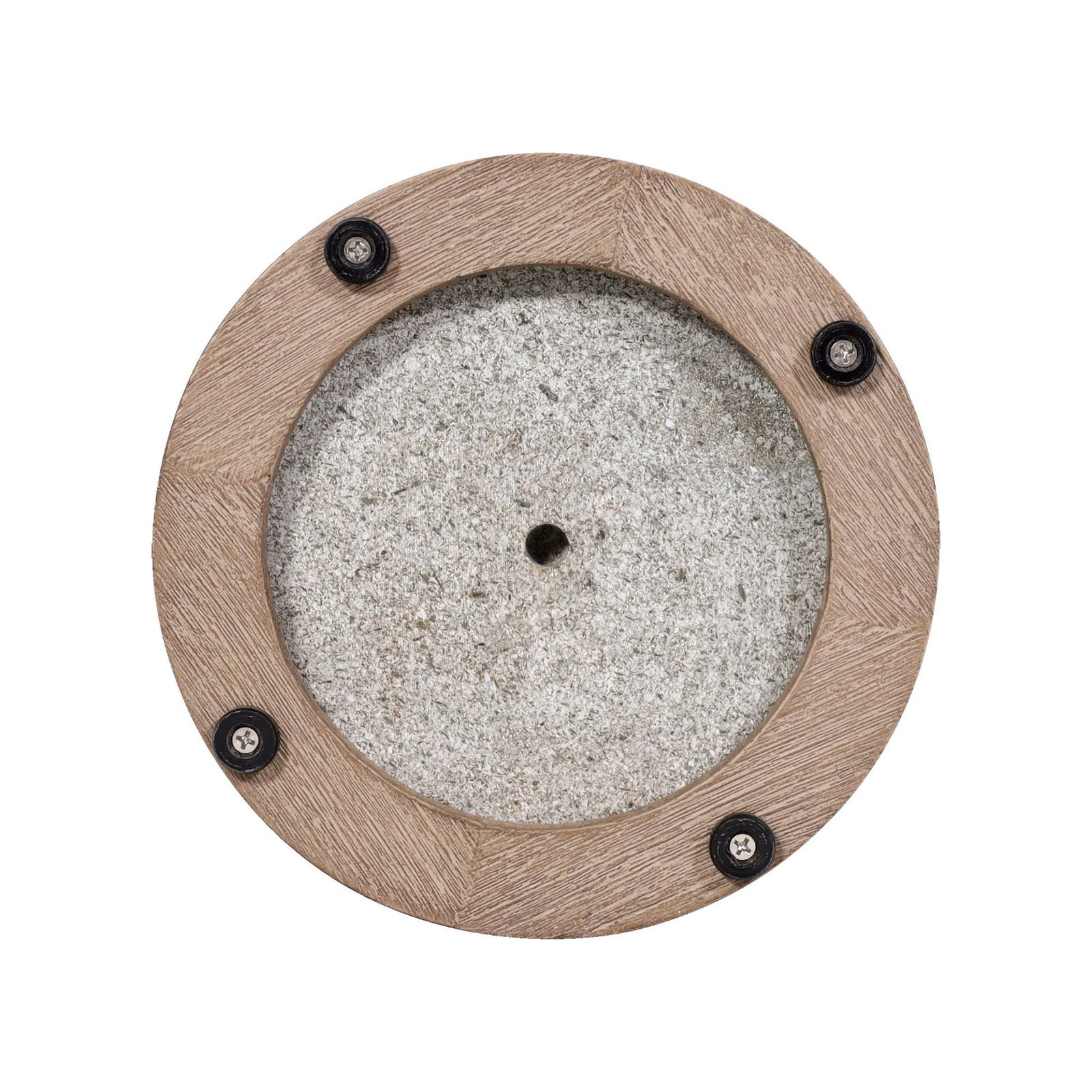 Montert LED solcellebordlampe Rop&Strip teak dimbar IP66 Ø25 cm på bord