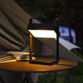 LED solcellebordlampe Saulio dimbar svart USB IP44 forfra