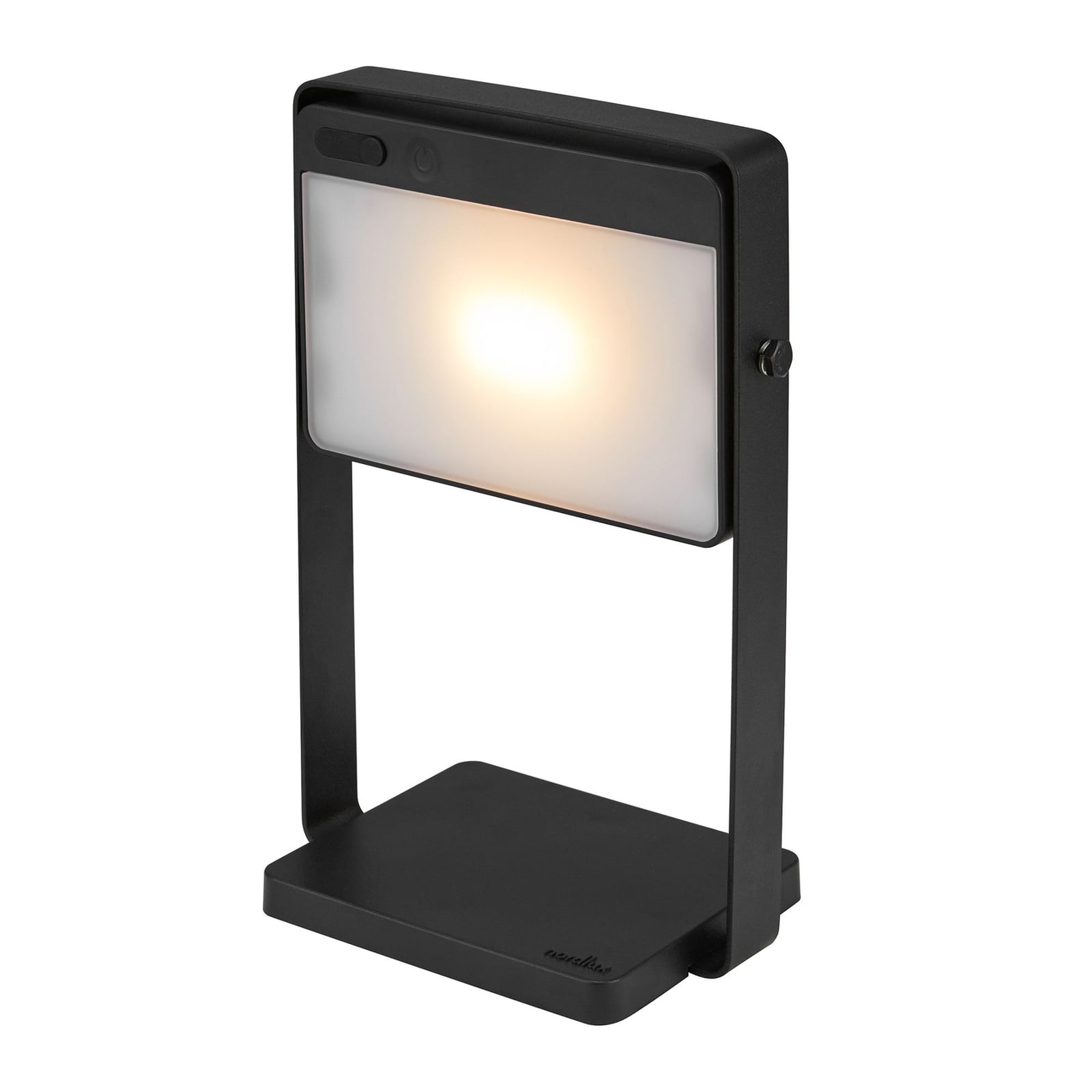 LED solcellebordlampe Saulio dimbar svart USB IP44 bakside