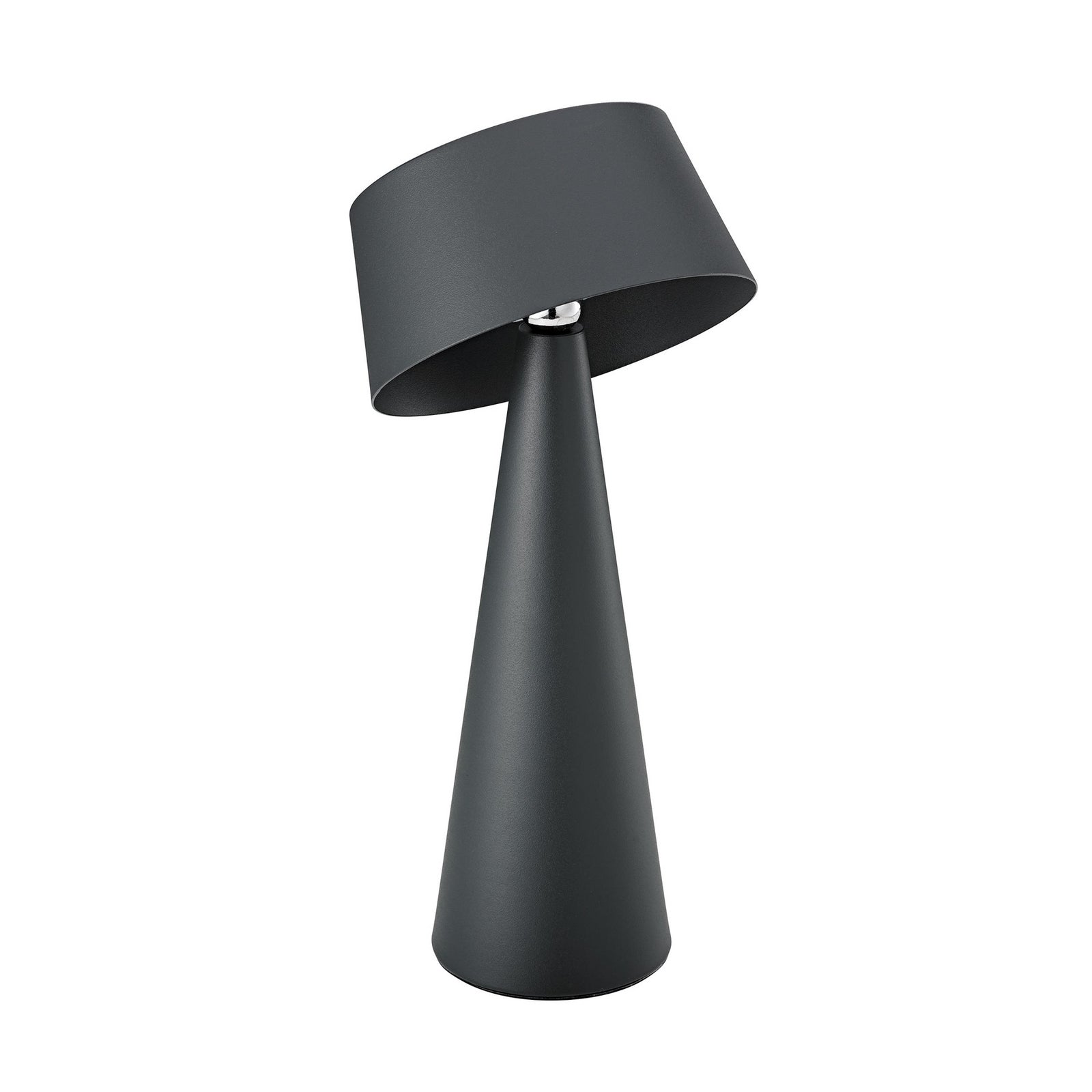 LED solcellebordlampe Solino dimbar grafitt IP44 26 cm i bruk utendørs