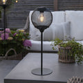 LED solcellebordlampe Sunlight med nettgeflekt svart IP44 forfra