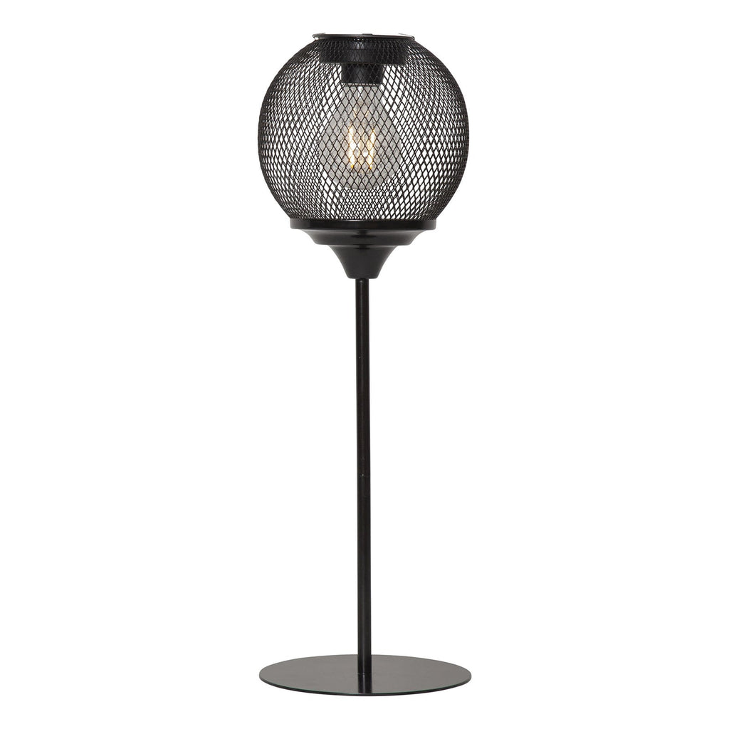 LED solcellebordlampe Sunlight med nettgeflekt svart IP44 lysdetalj