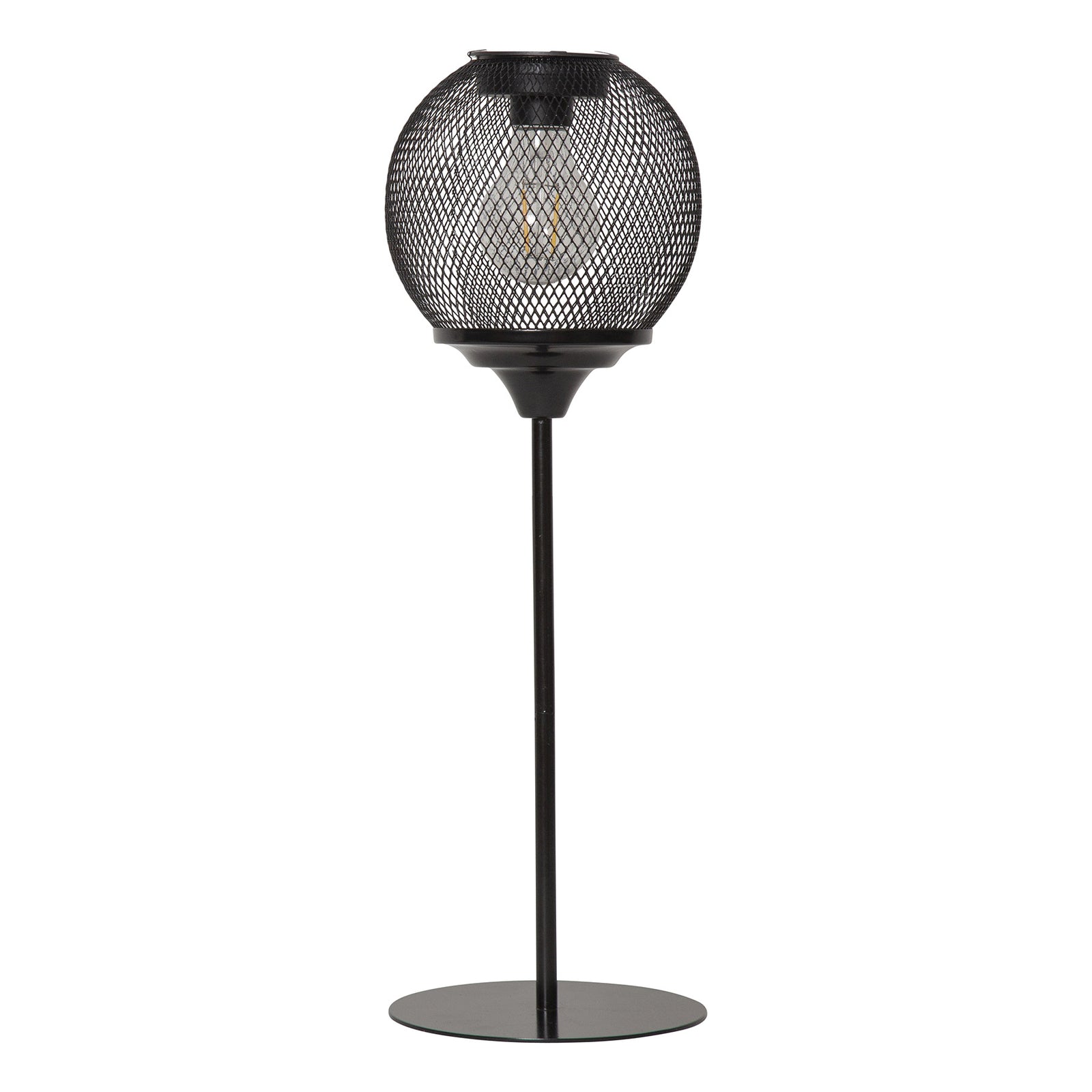 LED solcellebordlampe Sunlight med nettgeflekt svart IP44 med skimmer