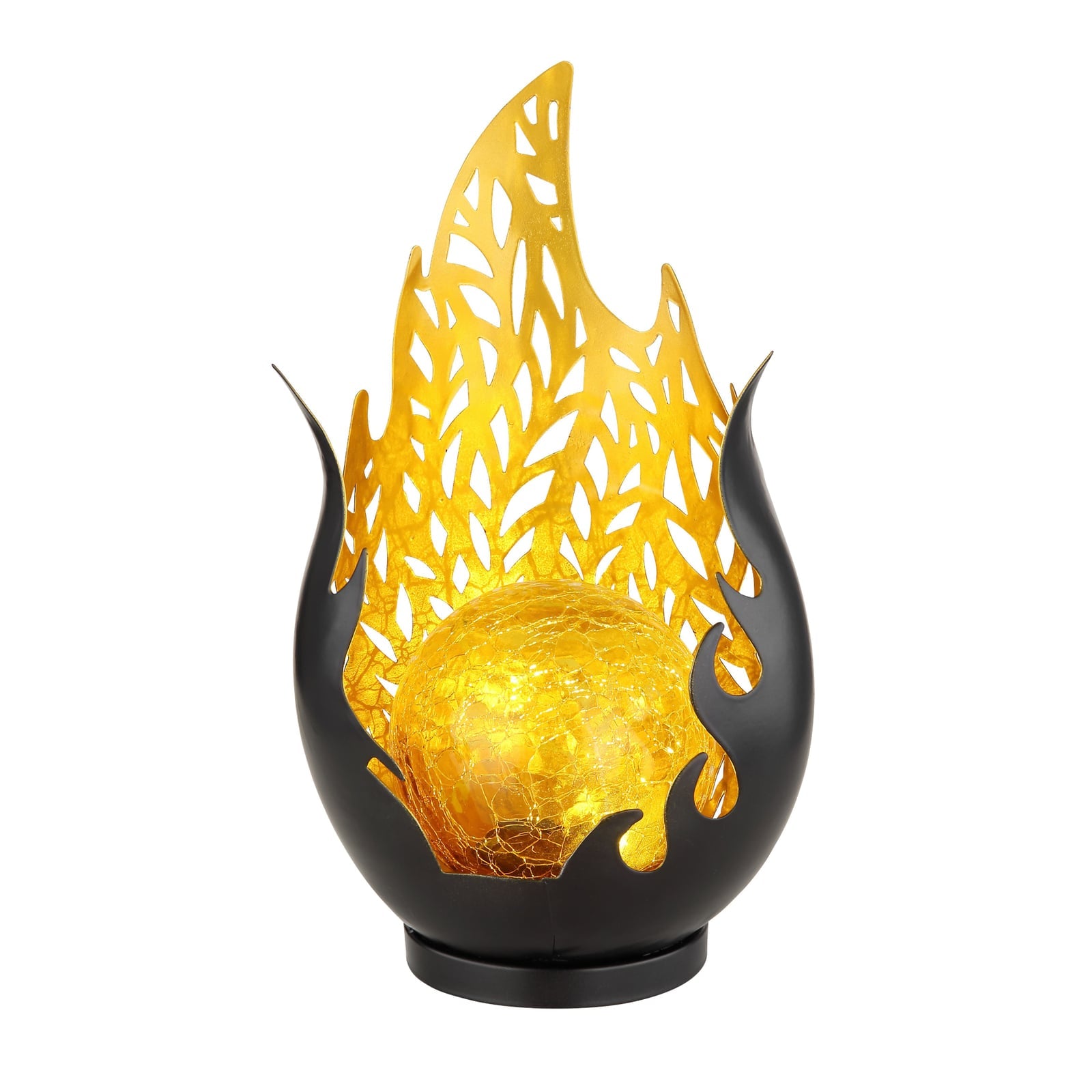 LED solcellebordlampe svart/gull metall/glass IP44 - Globo detalj av glasskule