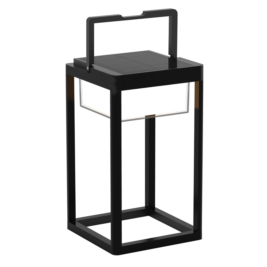 LED solcellebordlampe Tilena firkantet dimbar svart IP54 produktdetaljer