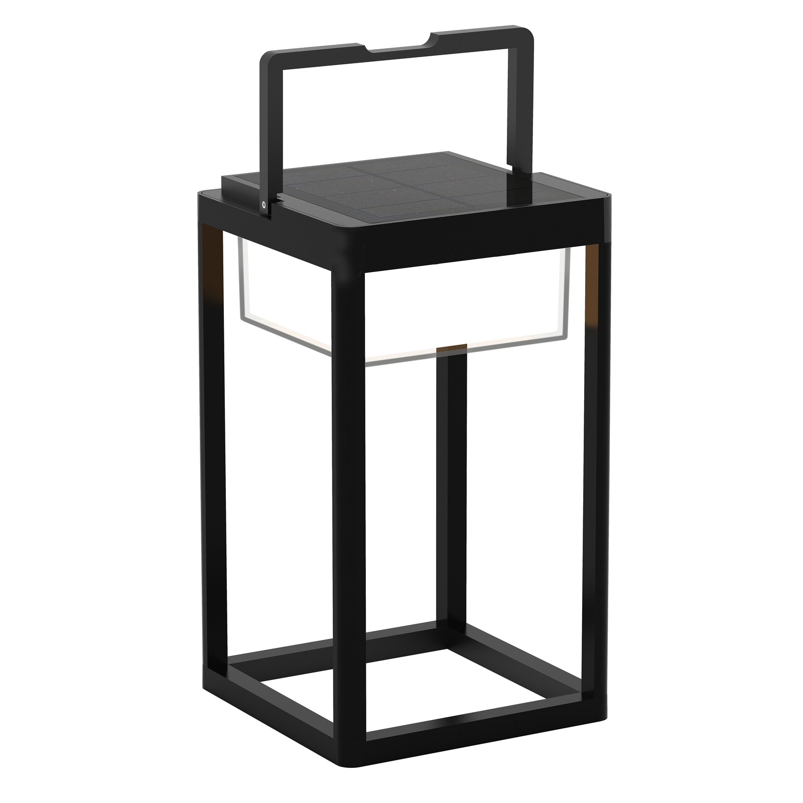 LED solcellebordlampe Tilena firkantet dimbar svart IP54 produktdetaljer