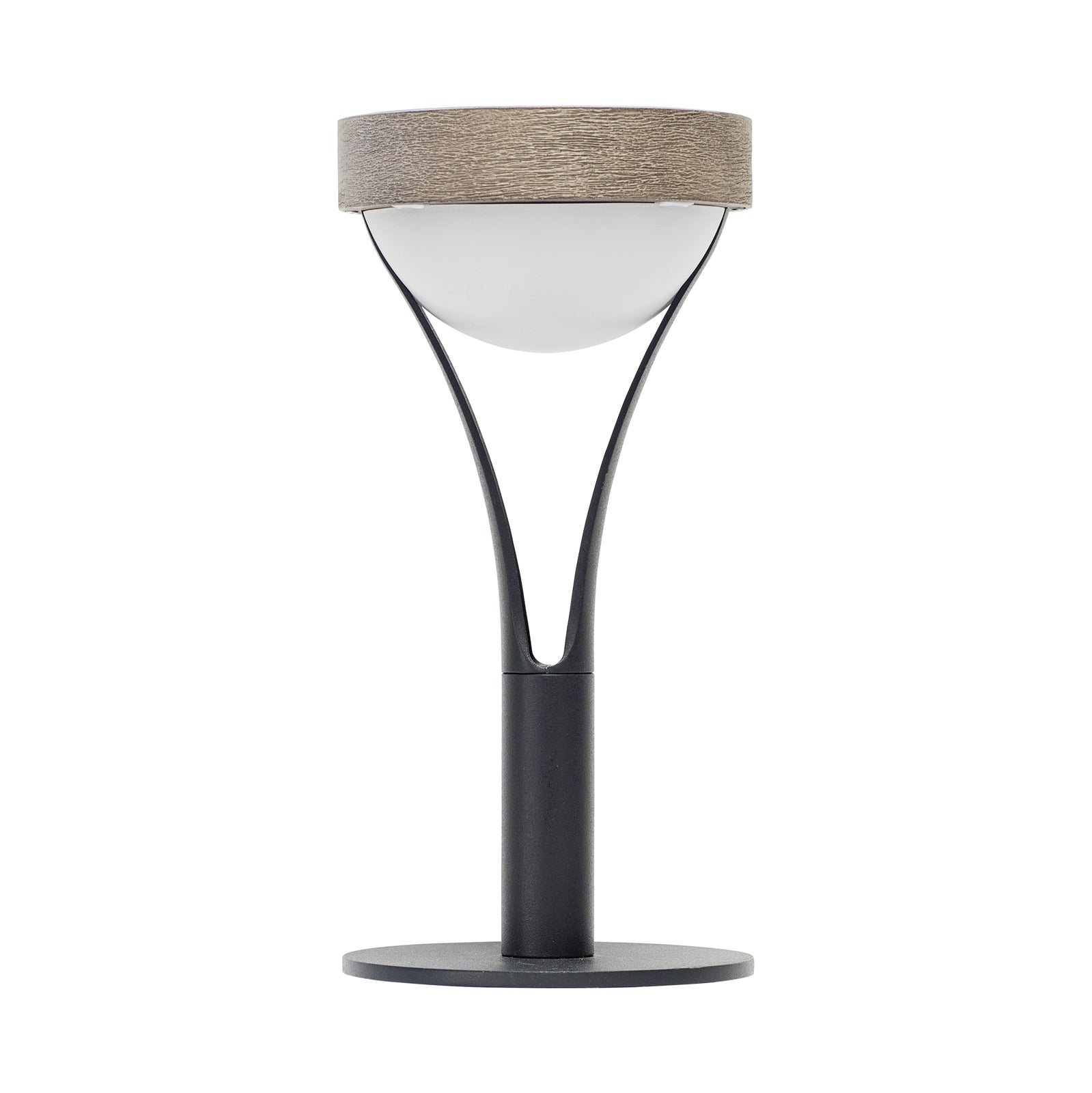 LED solcellebordlampe Tyble svart/teak bakside