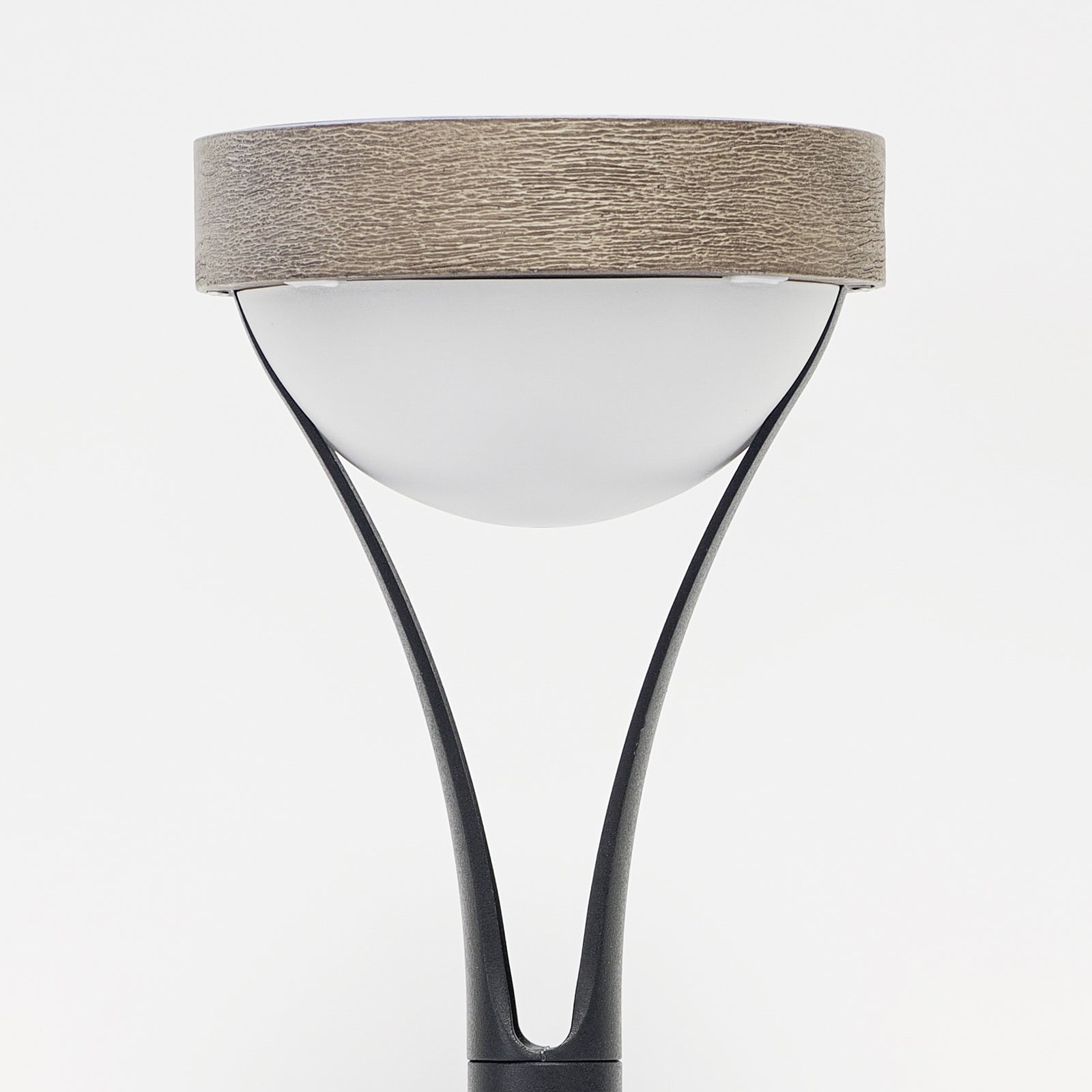 LED solcellebordlampe Tyble svart/teak nærbilde av detalj