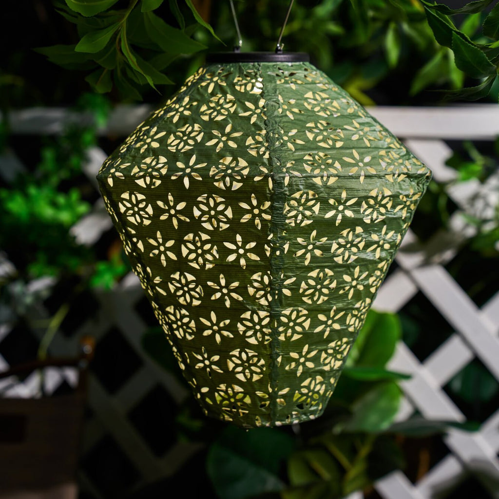 LED solcelledekorlampe Sunshine Flower grønn forfra