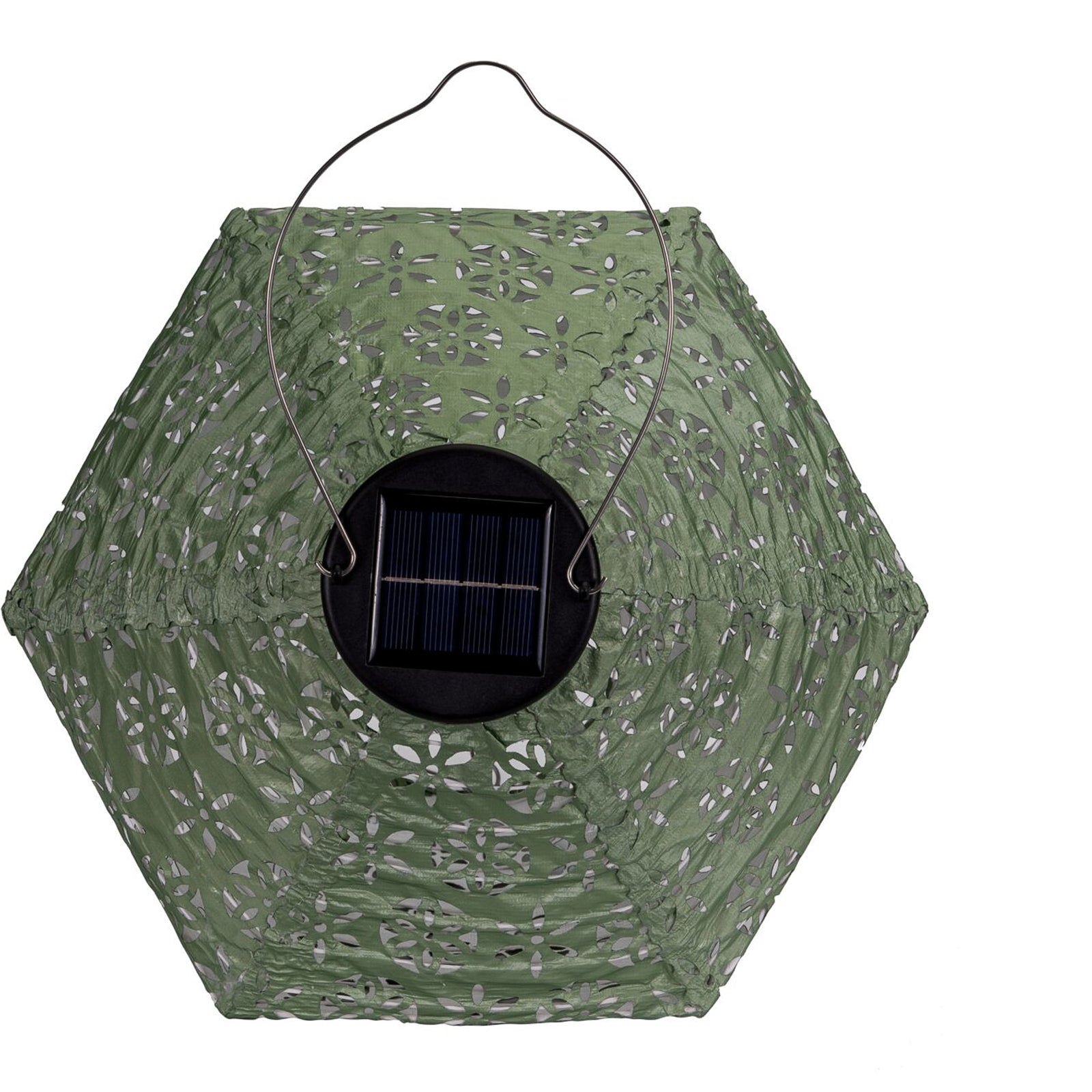 Nærbilde av LED solcelledekorlampe Sunshine Flower grønn