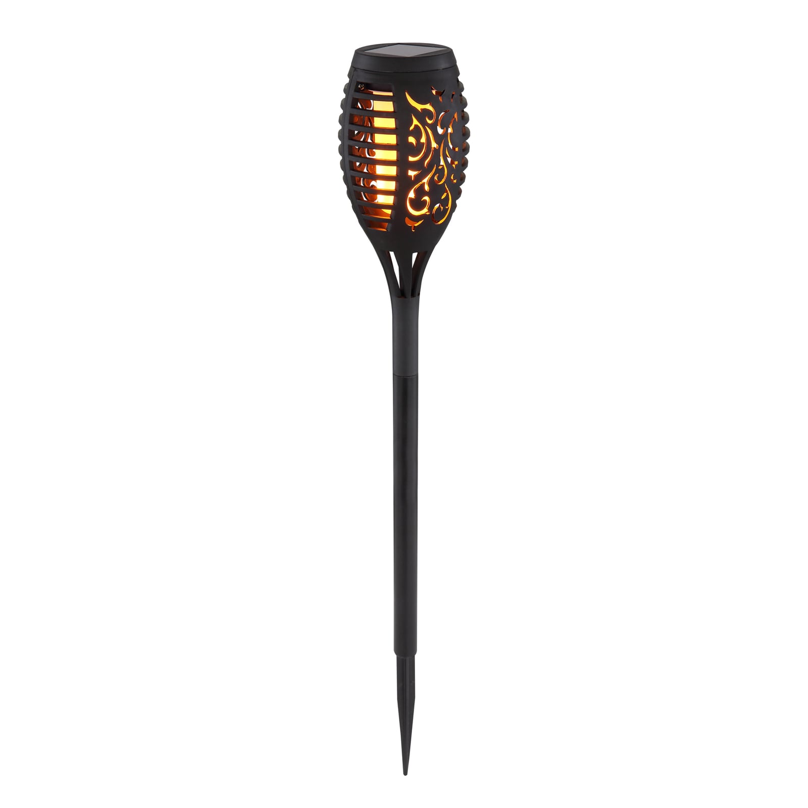 LED solcellefakkel med jordspyd svart 3-pk IP44 foran