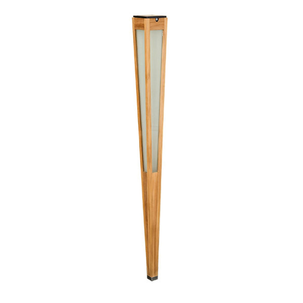 LED solcellefakkel Tecka teak dimbar 120 cm forfra