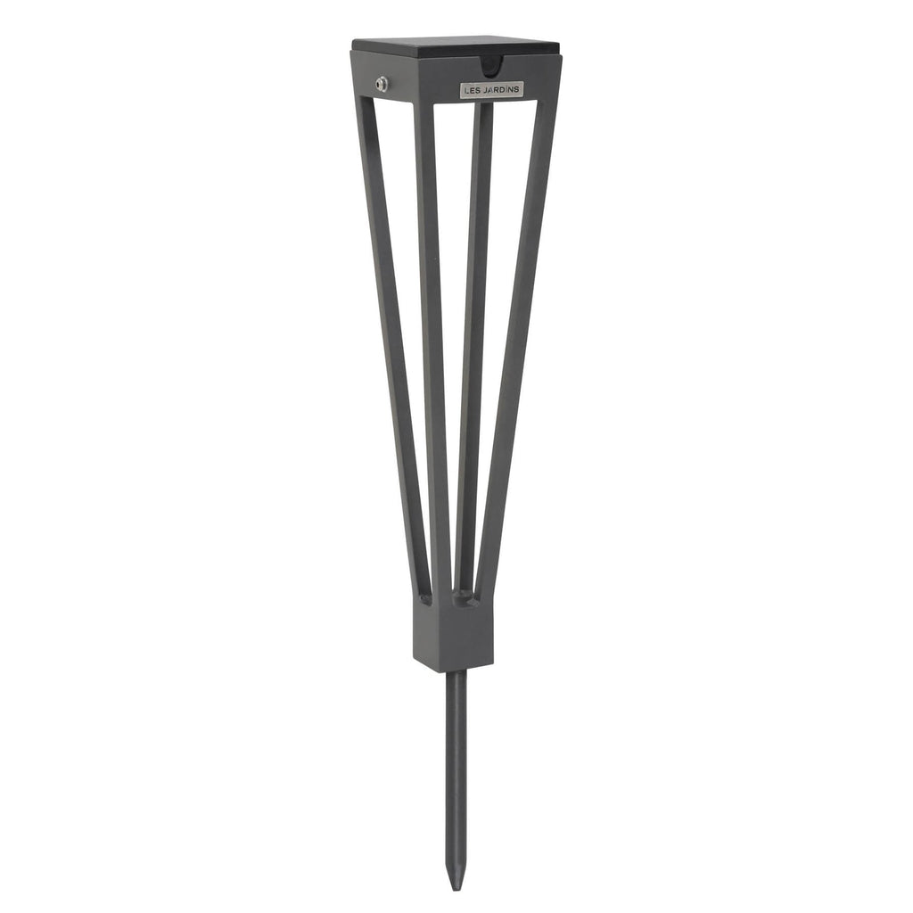 LED solcellefakkel Tinka dimbar grå 52 cm med jordspyd forfra