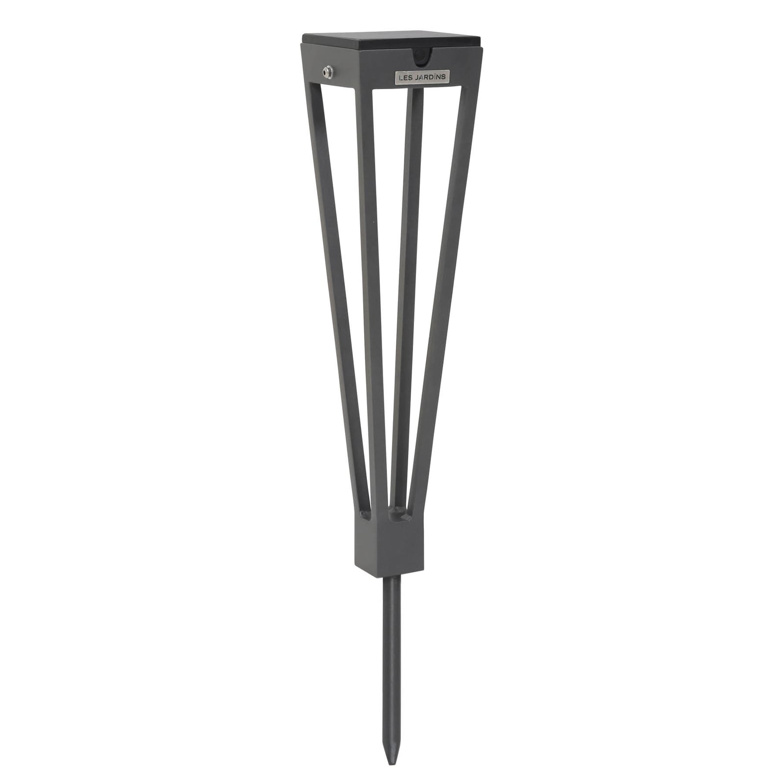 LED solcellefakkel Tinka dimbar grå 52 cm med jordspyd forfra