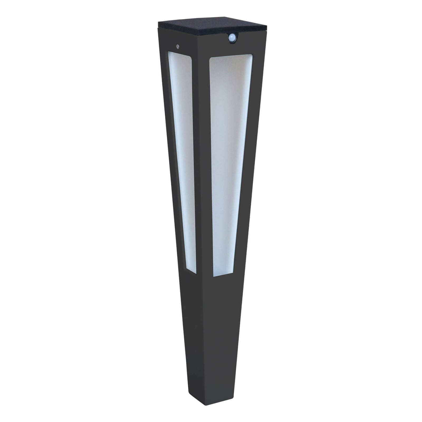 LED solcellefakkel Tinka med bevegelsessensor 62 cm grå forfra