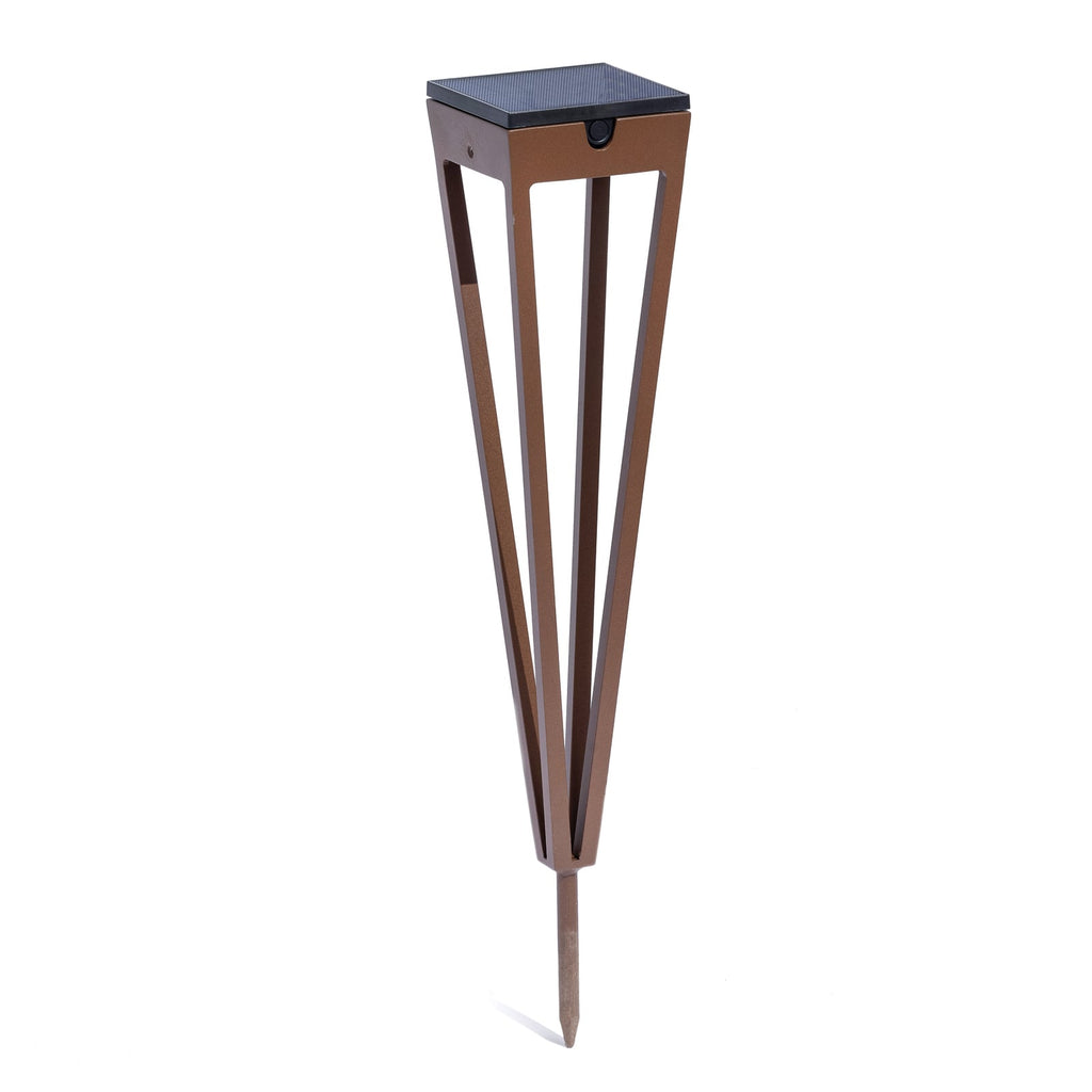 LED solcellefakkel Tinka aluminium rustfarget bakside