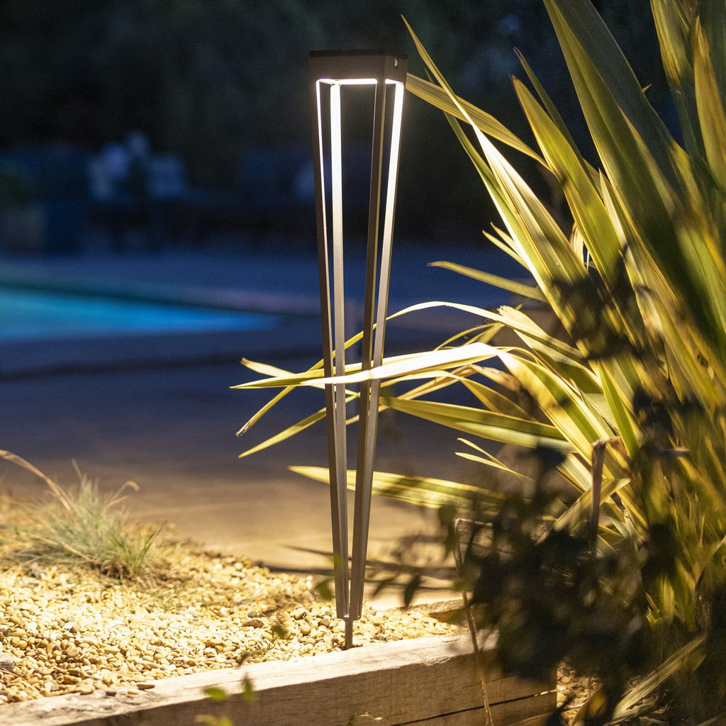 LED solcellefakkel Tinka grå 90 cm dimbar IP66 forfra
