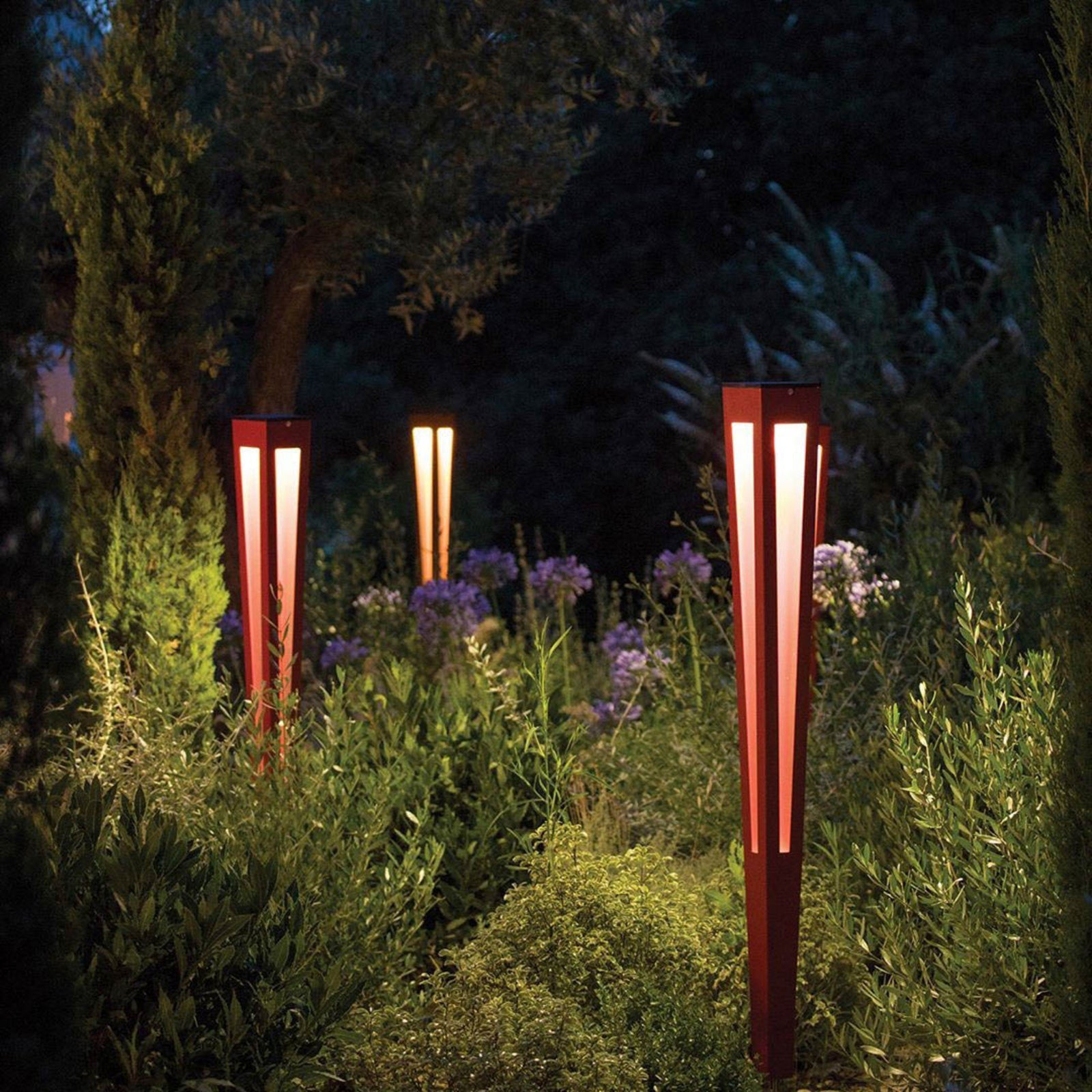 LED solcellefakkel Tinka grå aluminium 120 cm bakside
