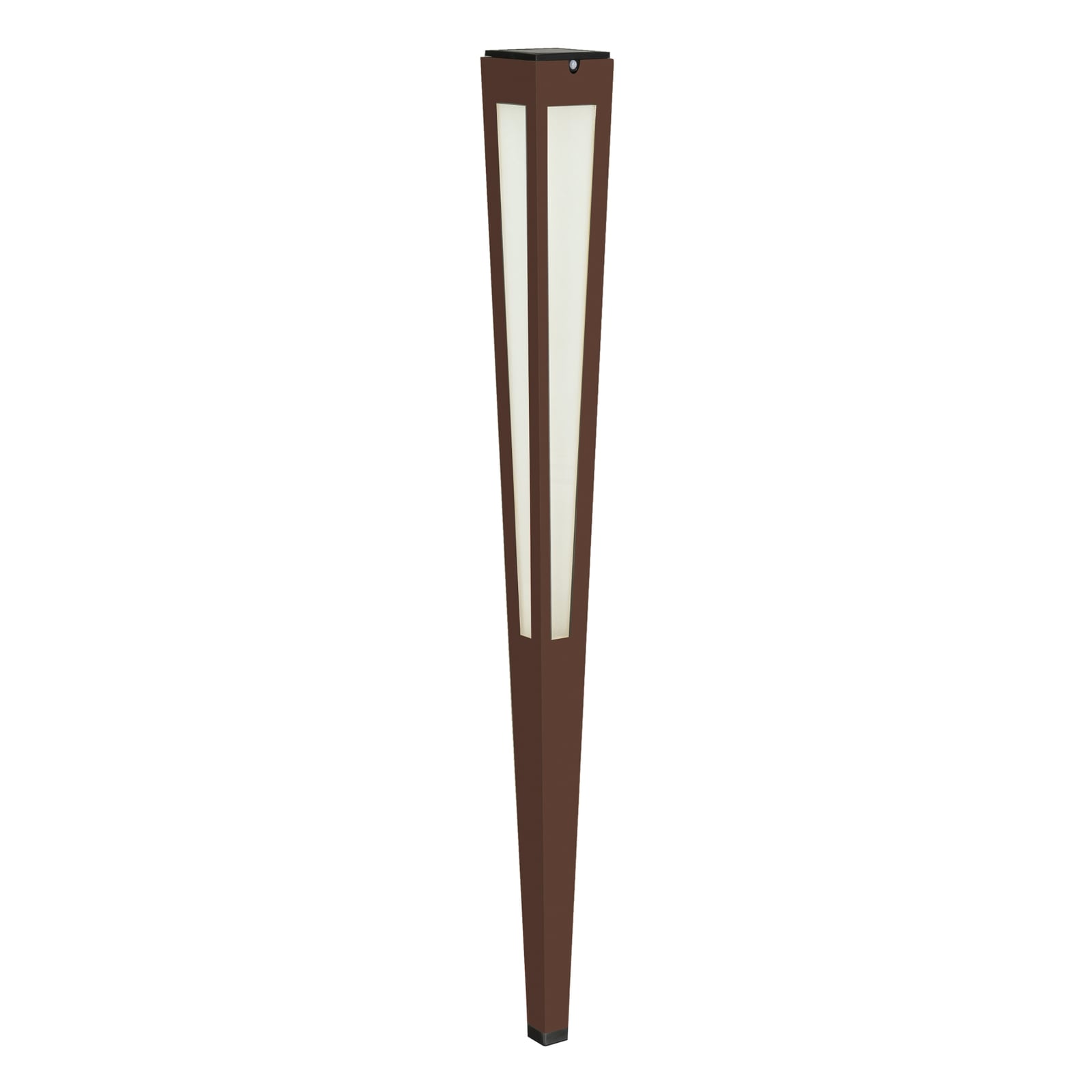 LED solcellefakkel Tinka med bevegelsessensor 120 cm corten IP55 utendørsbelysning