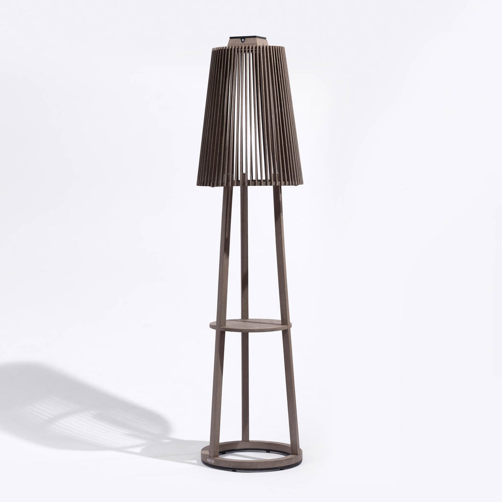 LED solcellegulvlampe Tecka med grå Duratek-finish