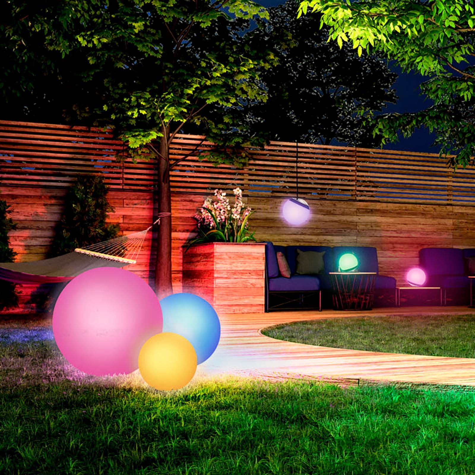 LED solcellekule Calluna dimbar Ø25 cm CCT RGB IP44 detalj