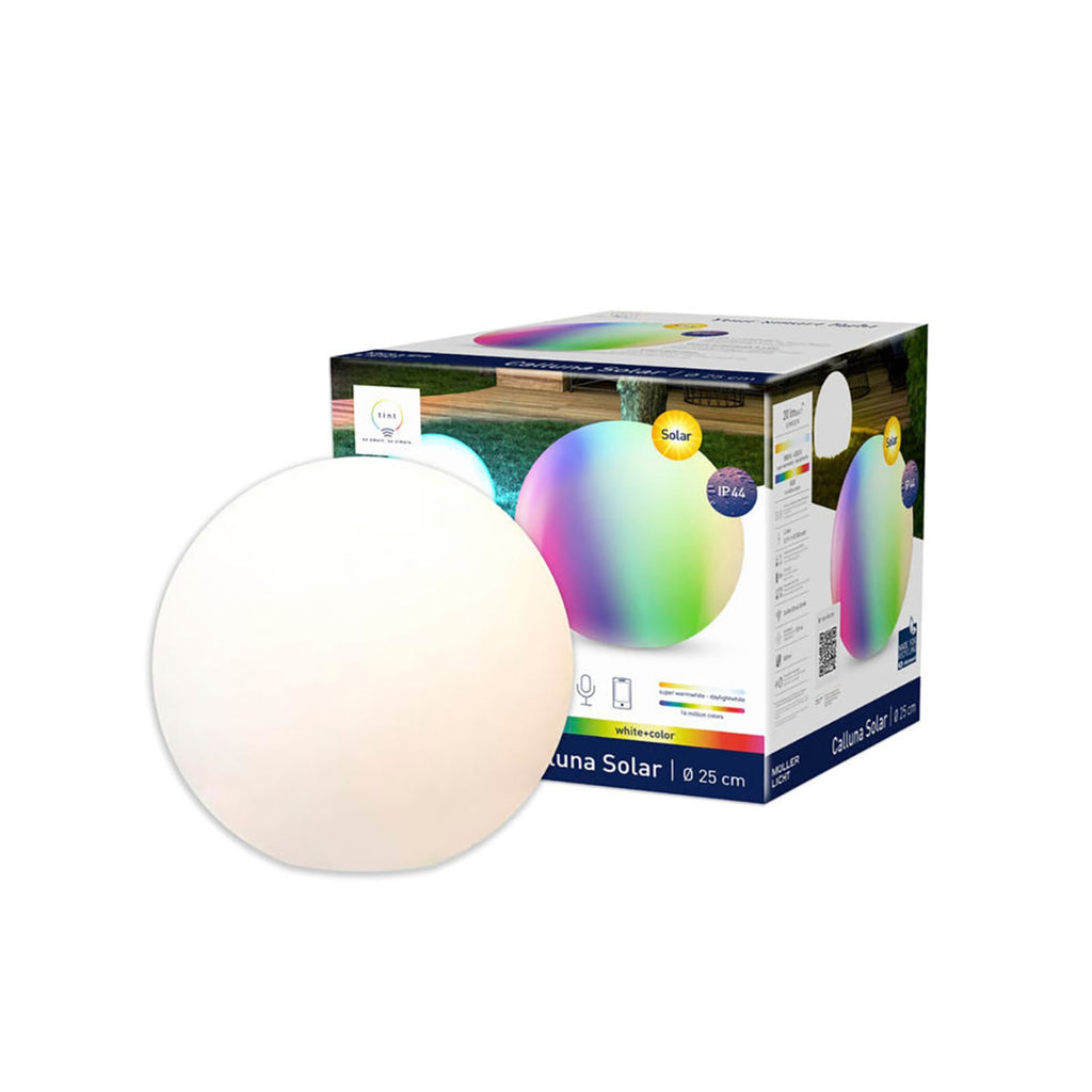 LED solcellekule Calluna dimbar Ø25 cm CCT RGB IP44 nærbilde