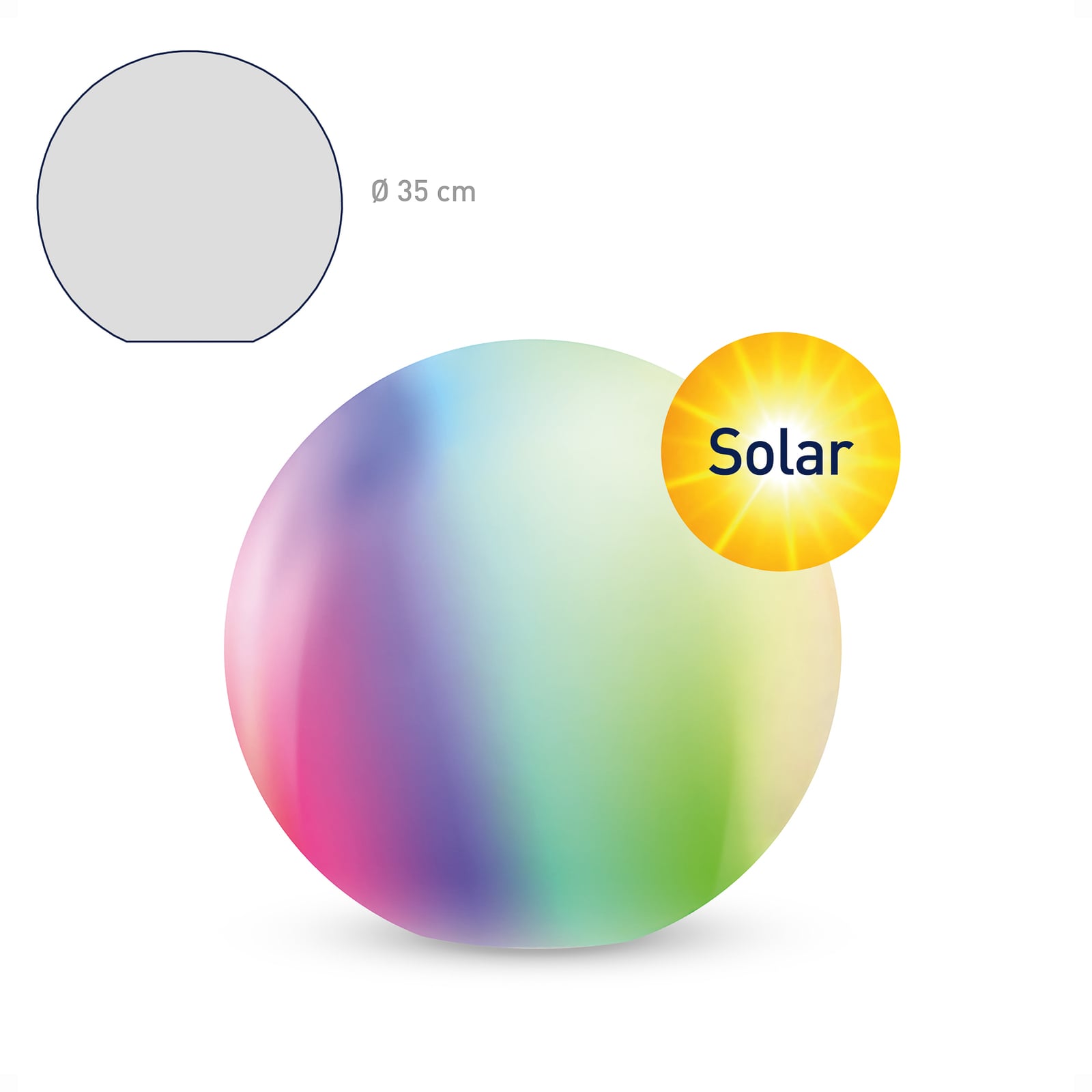 LED solcellekule Calluna dimbar Ø35 cm CCT RGB IP44 tint detalj