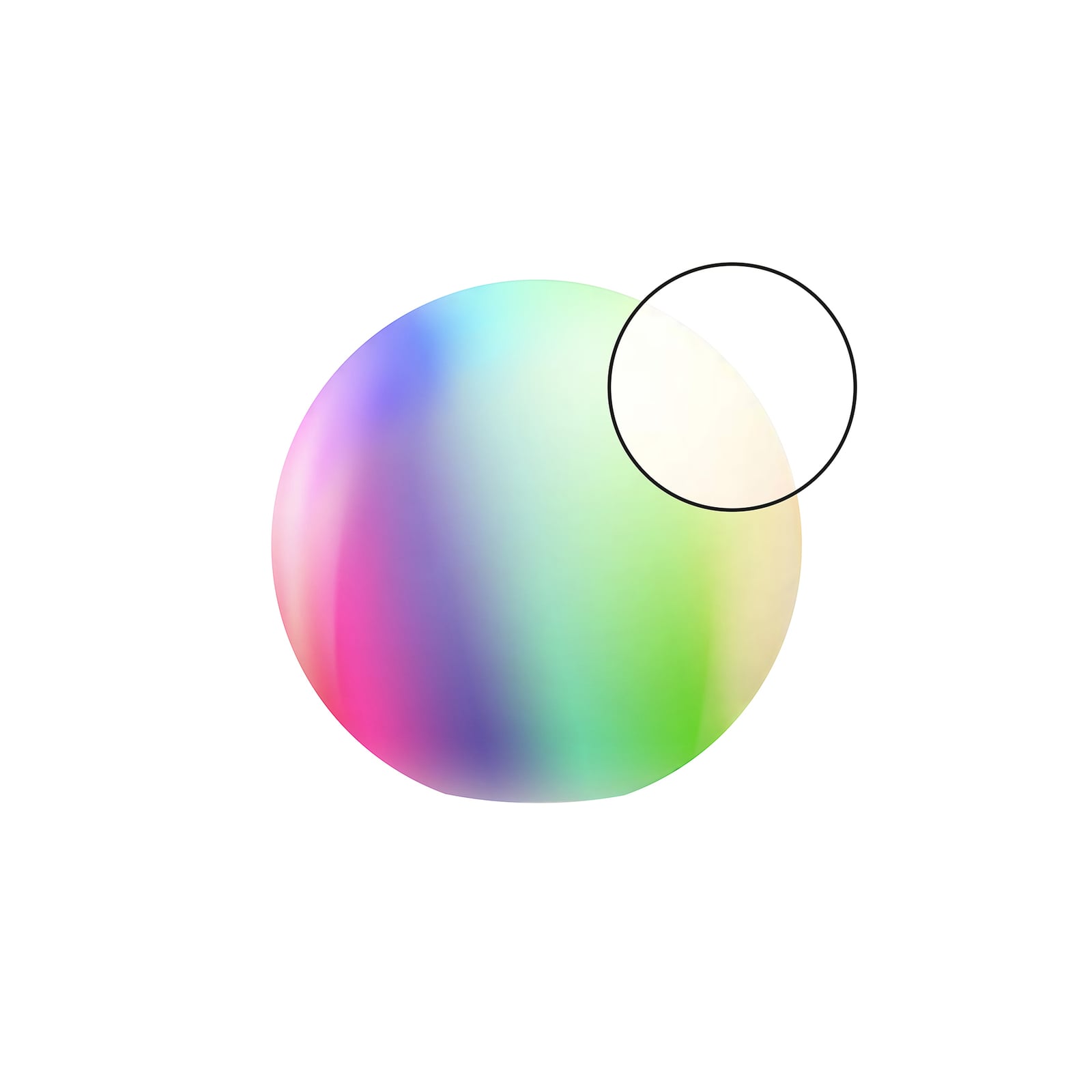 LED solcellekule Calluna dimbar Ø35 cm CCT RGB IP44 tint nærbilde av lys