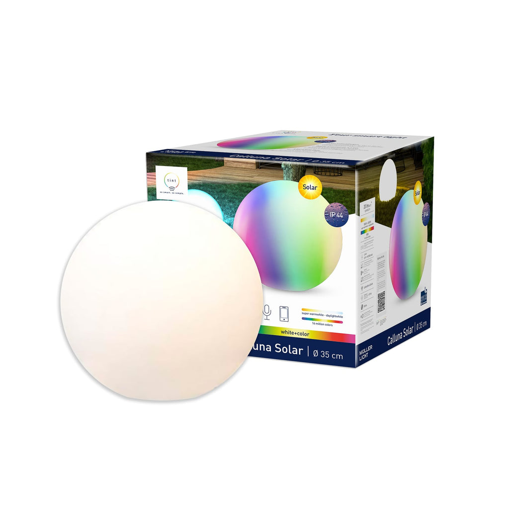 LED solcellekule Calluna dimbar Ø35 cm CCT RGB IP44 tint med jordspyd