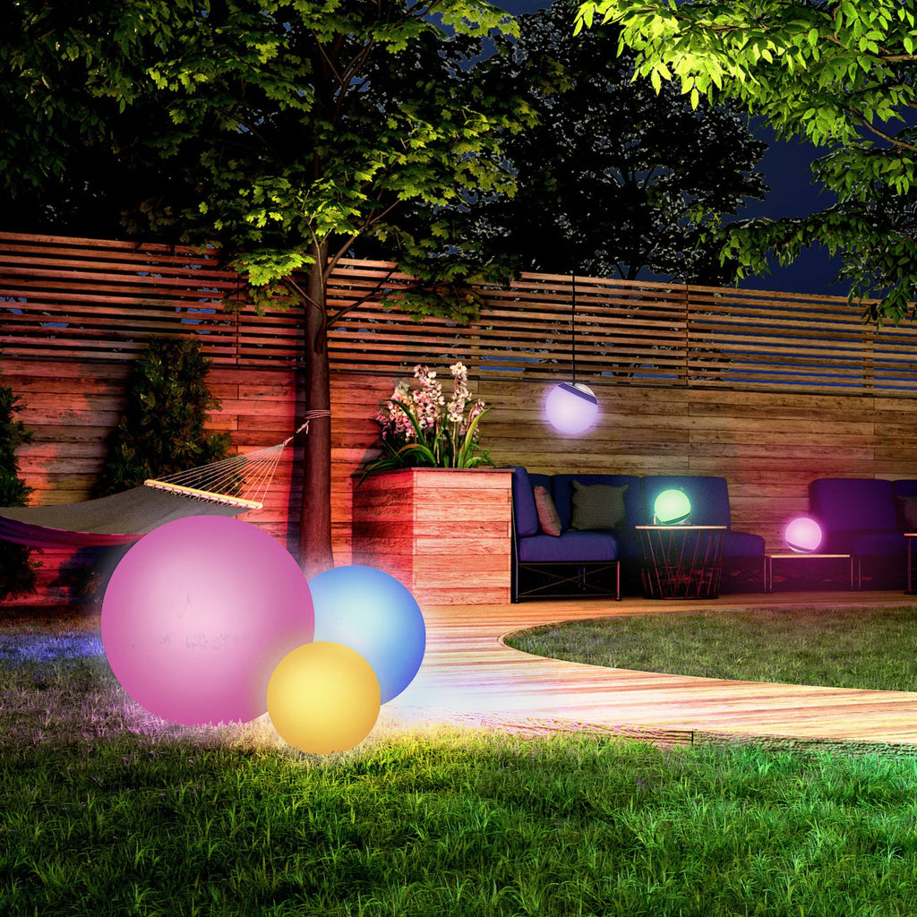 LED solcellekule Pendula dimbar Ø20 cm CCT RGB IP44 tint lyskilde