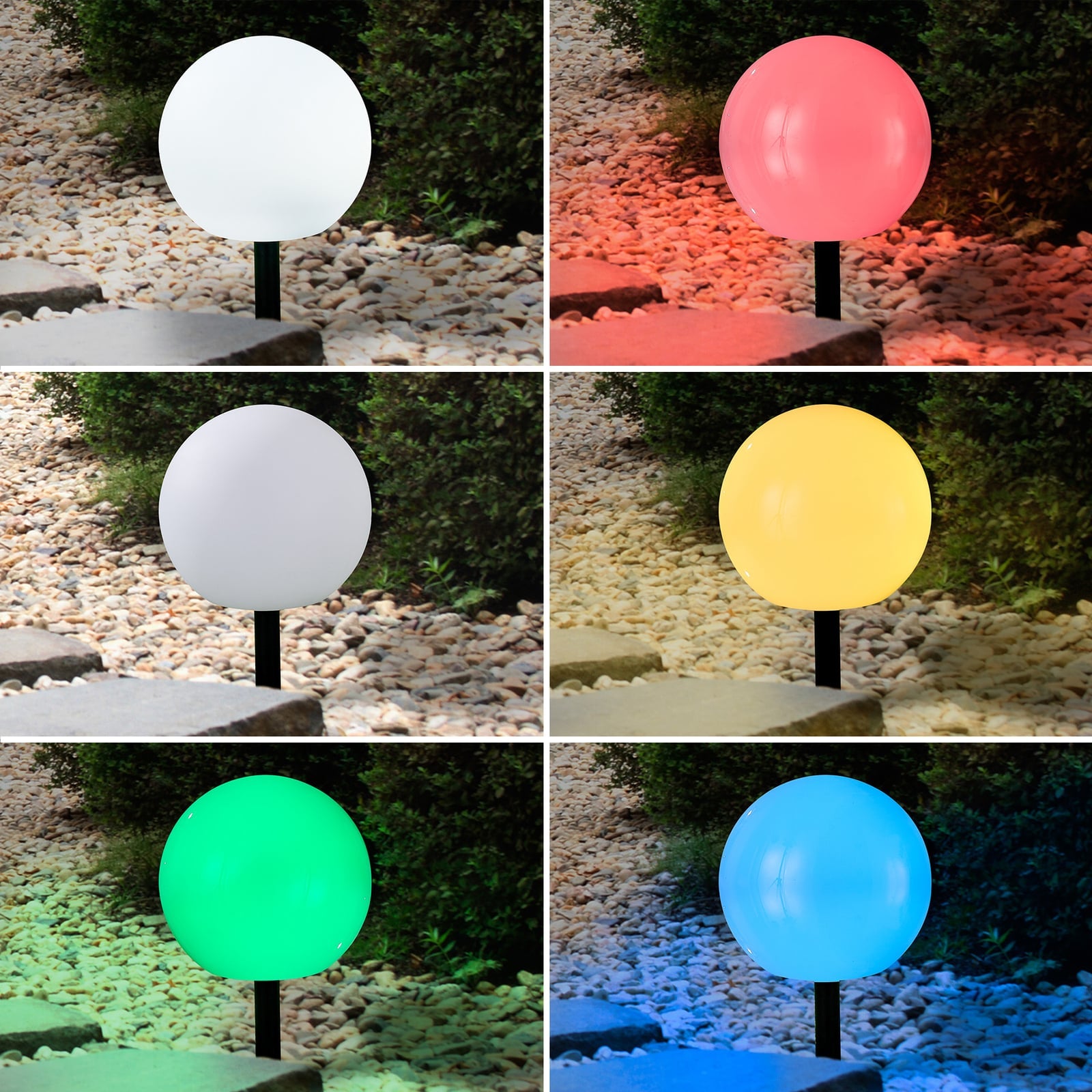 LED solcellekuler 3-er sett RGBW med spyd IP44 - Lindby